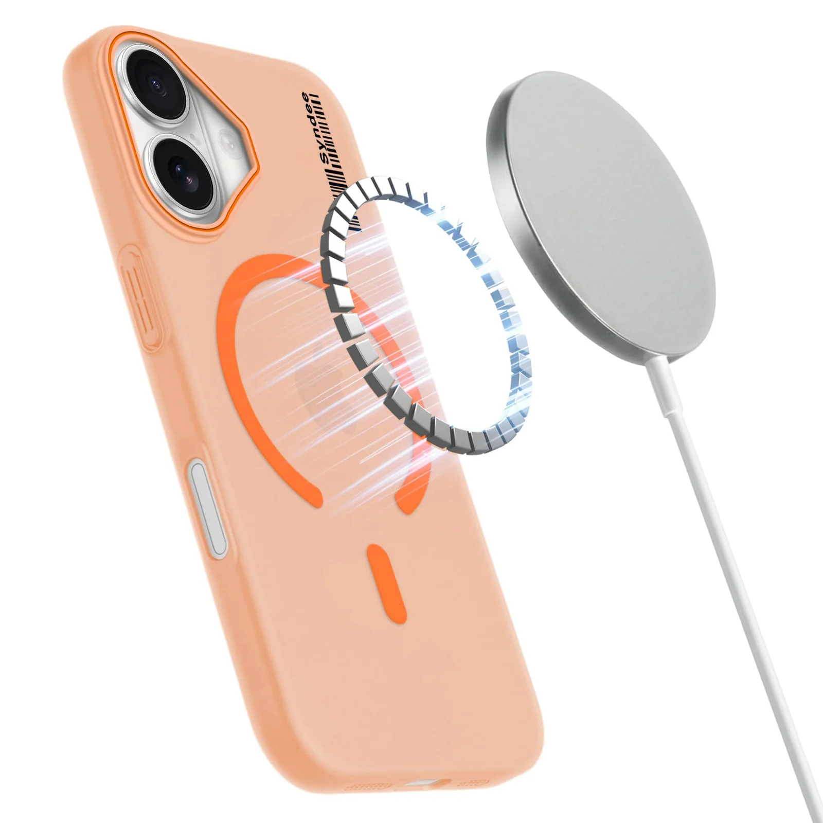 DL3 Mobilak Matte MagSafe-Compatible Magnetic Case for iPhone 17 with Camera Protection and Ring Holder - Orange