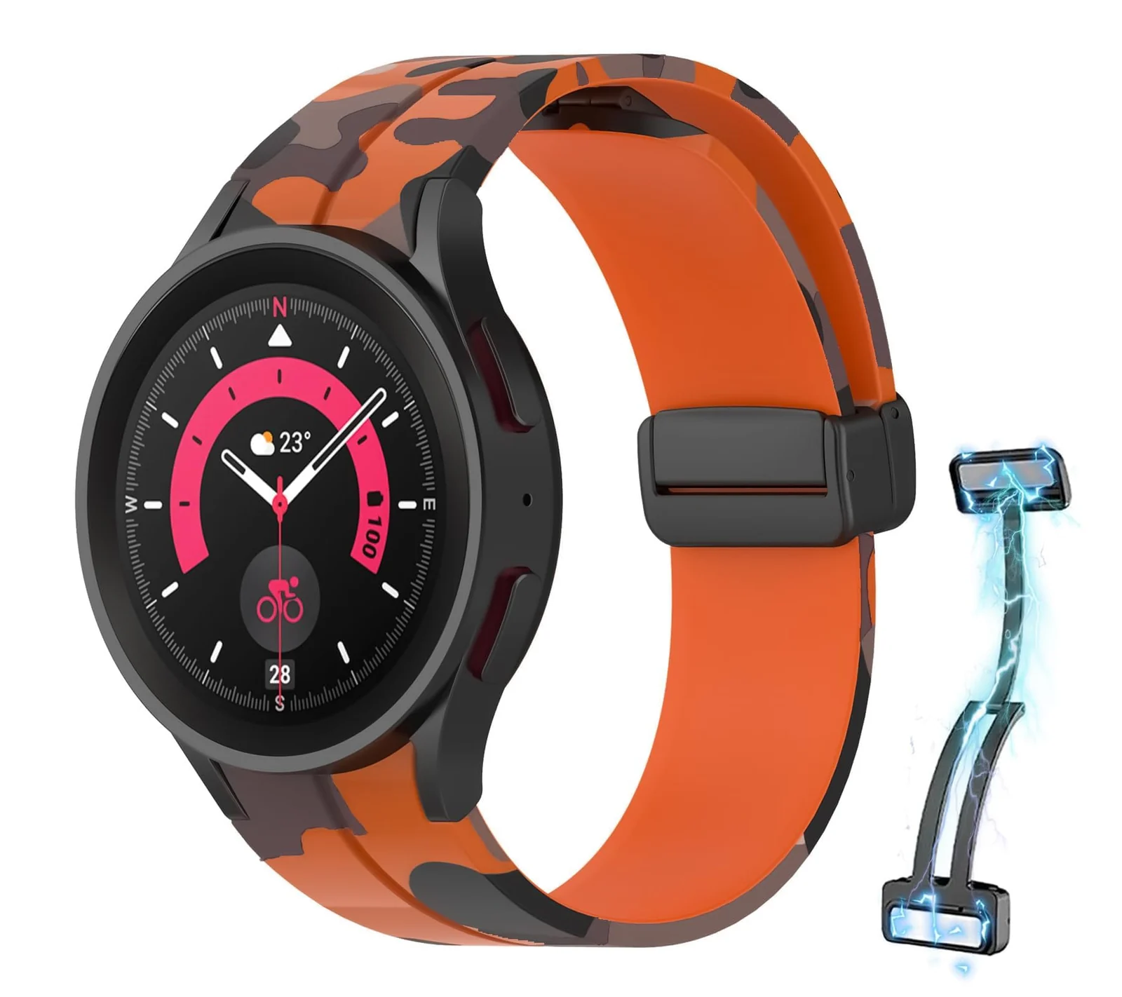 Samsung Galaxy Watch 6 Classic 47MM 43MM / 5 Pro 45MM / Watch 7 FE 6 5 4 44MM 40MM / 4 Classic 46MM 42MM — DL3 Mobilak Strap Compatible with Samsung Galaxy Watch 7 FE 6 5 4 Strap 40mm 44mm/Watch 6 Classic 43mm 47mm/5 Pro 45mm/4 Classic 42mm 46mm, No Gap Magnetic Clasp Silicone Band