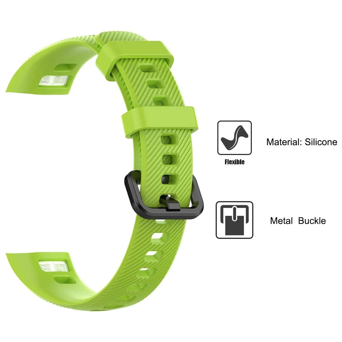 DL3 Mobilak Compatible for Honor Band 5/Honor Band 4 Strap, Soft Silicone Sport Wristband Adjustable Accessory Bracelet Replacement Band for Honor Band 5/Band 4 - Green