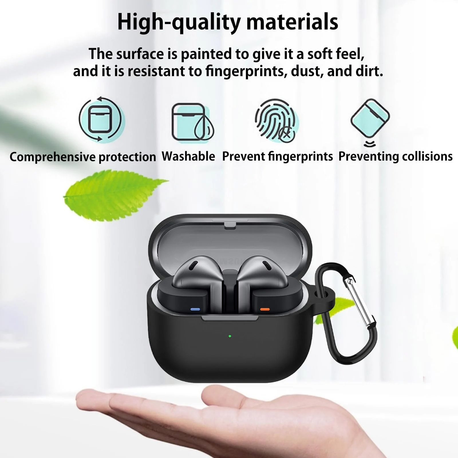 DL3 Mobilak Compatible with Samsung Galaxy Buds 3 Pro/Buds 3 Case Cover, Soft Silicone Shockproof Protective Case Wireless Earbuds with Carabiner, Front LED Visible - White