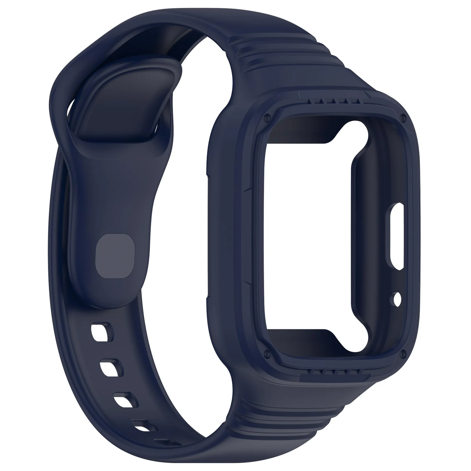DL3 Mobilak Strap With Cover Compatible with Xiaomi Redmi Watch 3 Lite/Redmi Watch 3 Active, Silicone Sport Band Replacement Watchband with Bumper Case, Adjustable Wristband - Blue