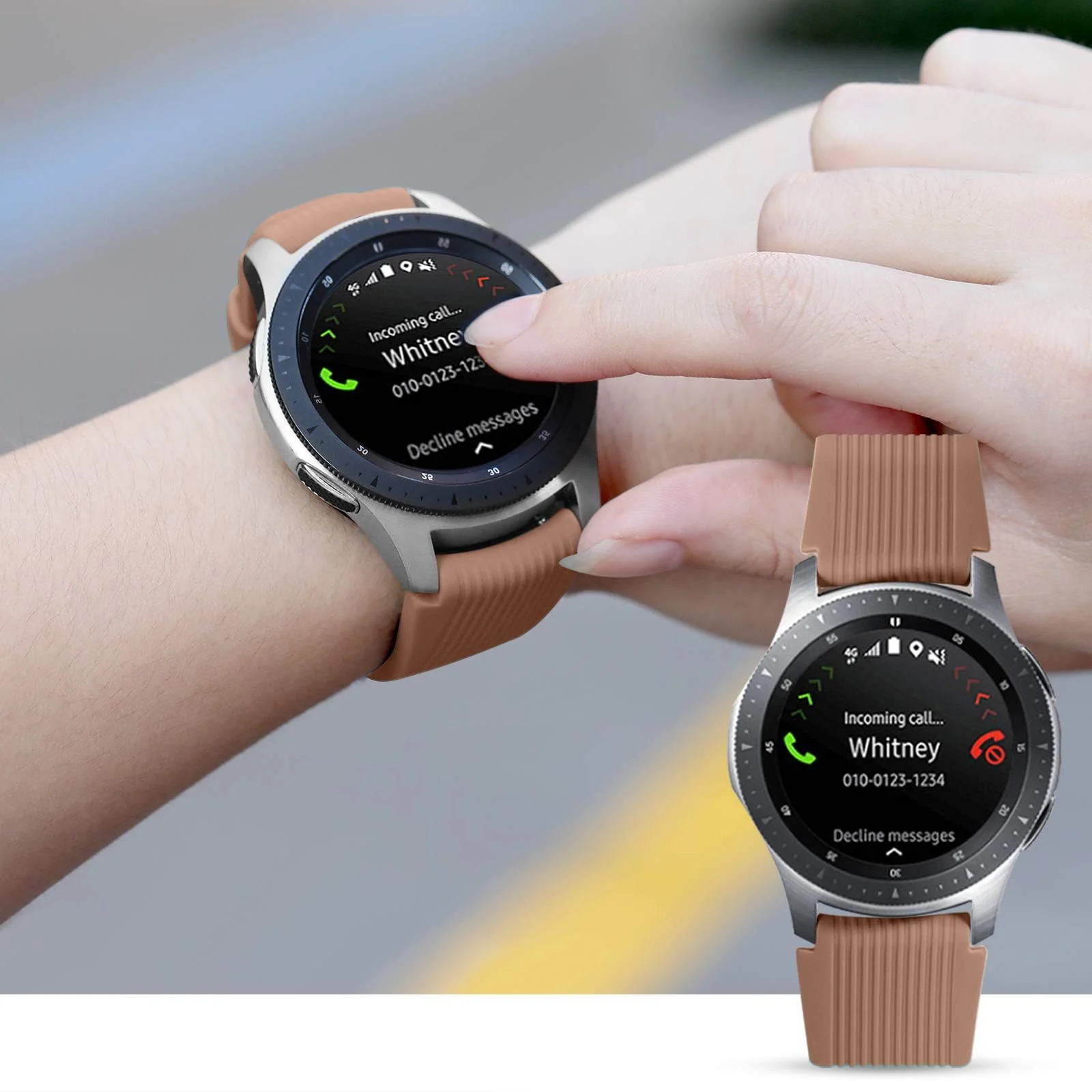 DL3 Mobilak Silicone Bands 22MM Strap Compatible with Samsung galaxy watch3 45mm/galaxy 46mm/Gear S3/Huawei watch GT3 46MM/GT2E/GT2 Pro/GT GT2 46MM/Honor Magic Watch2 46mm/Compatible (A. ) - A.Brown