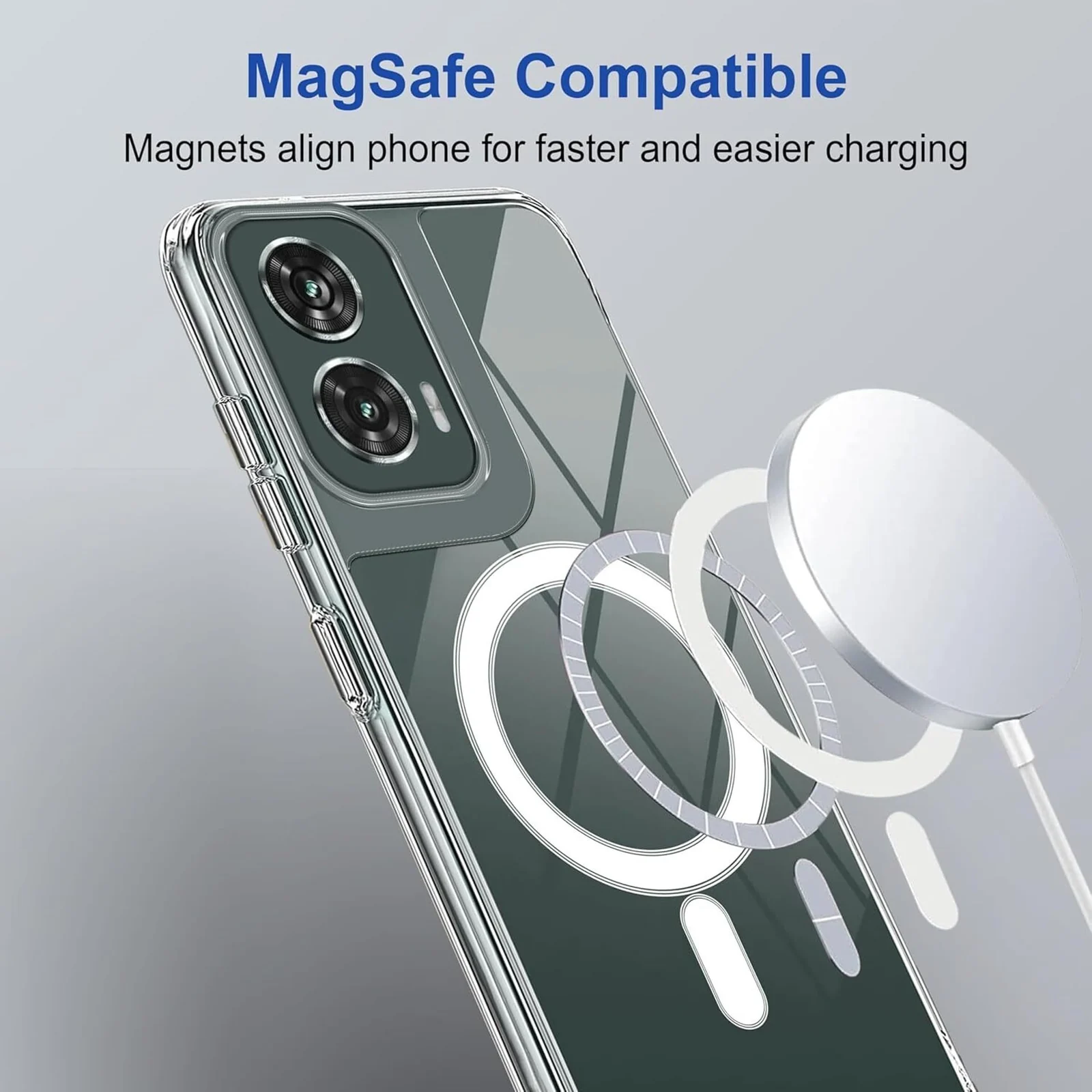 DL3 Mobilak for Motorola Moto G85 5G / Motorola Edge 50 Fusion [Compatible with MagSafe] [Strong Magnet] [Non-Yellowing] Magnetic Slim Thin Bumper Phone Cover, Lightweight, and Durable - Clear