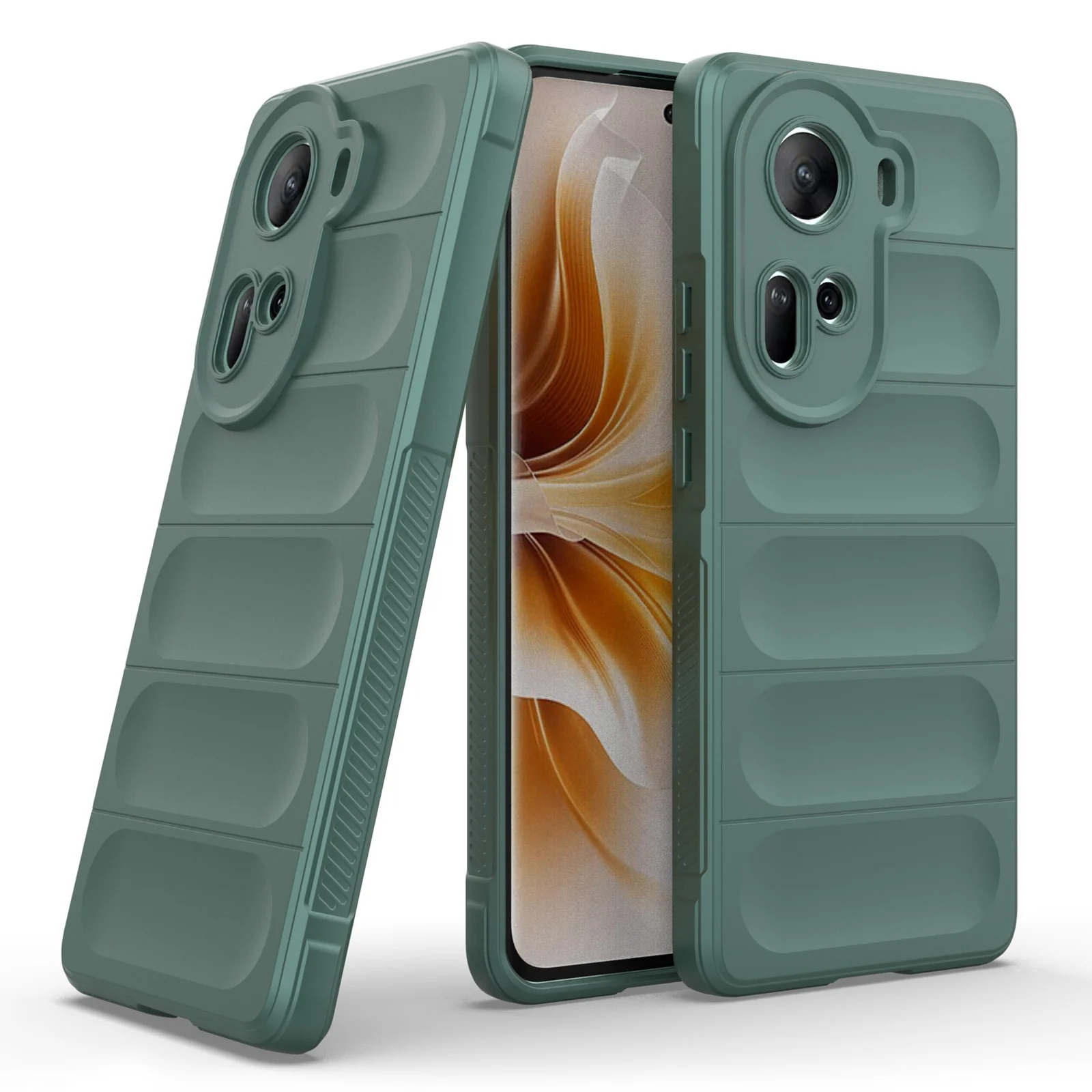 DL3 Mobilak Silicone Case for OPPO Reno 11 5G Heavy Duty Protective [Slim Fit] Shockproof Soft Flexible Protective Design Shock-Absorption TPU Cover With Camera Protection - Green