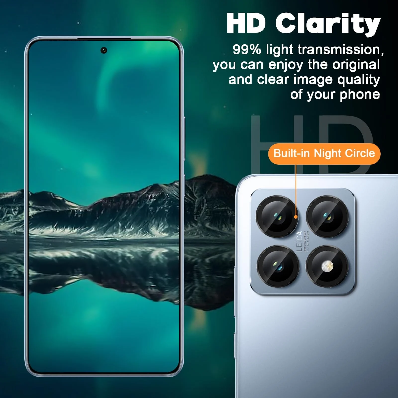 DL3 Mobilak Camera Lens Protector for Xiaomi 14T Accessories, 9H Tempered Glass Metal Individual Ring Camera Cover Screen Protector, Case Friendly, Anti Scratch - Black