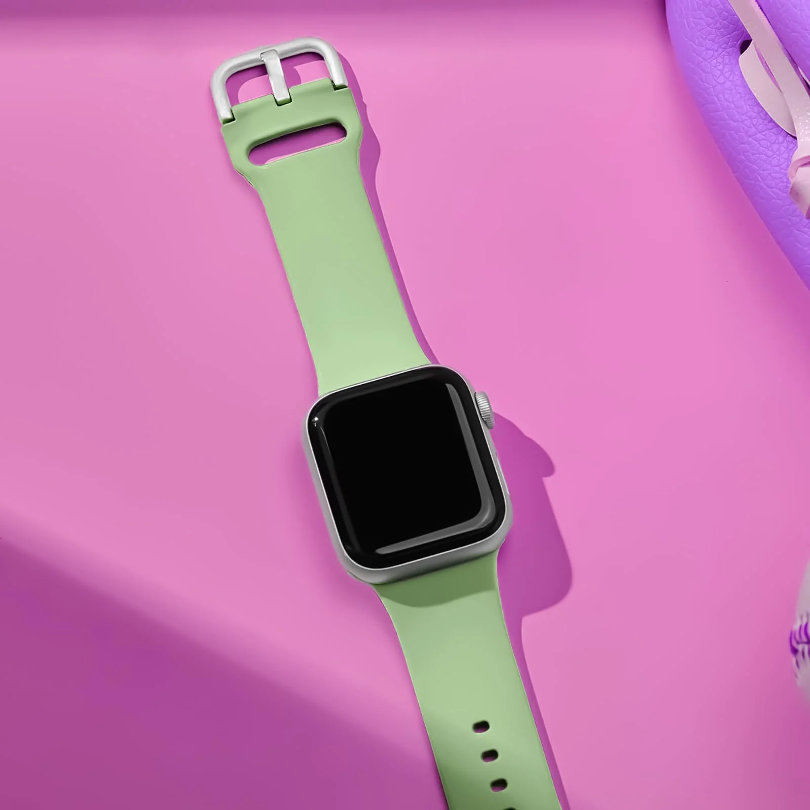 DL3 Mobilak Sport Band For Apple Watch Ultra 49mm 46mm 45mm 44mm 42mm, Soft Silicone Wristband Replacement Strap with Classic Clasp for iWatch Series 11 10 9 8 7 6 5 4 SE SE2 Ultra 3 2 1 for Women Men - Mint Green