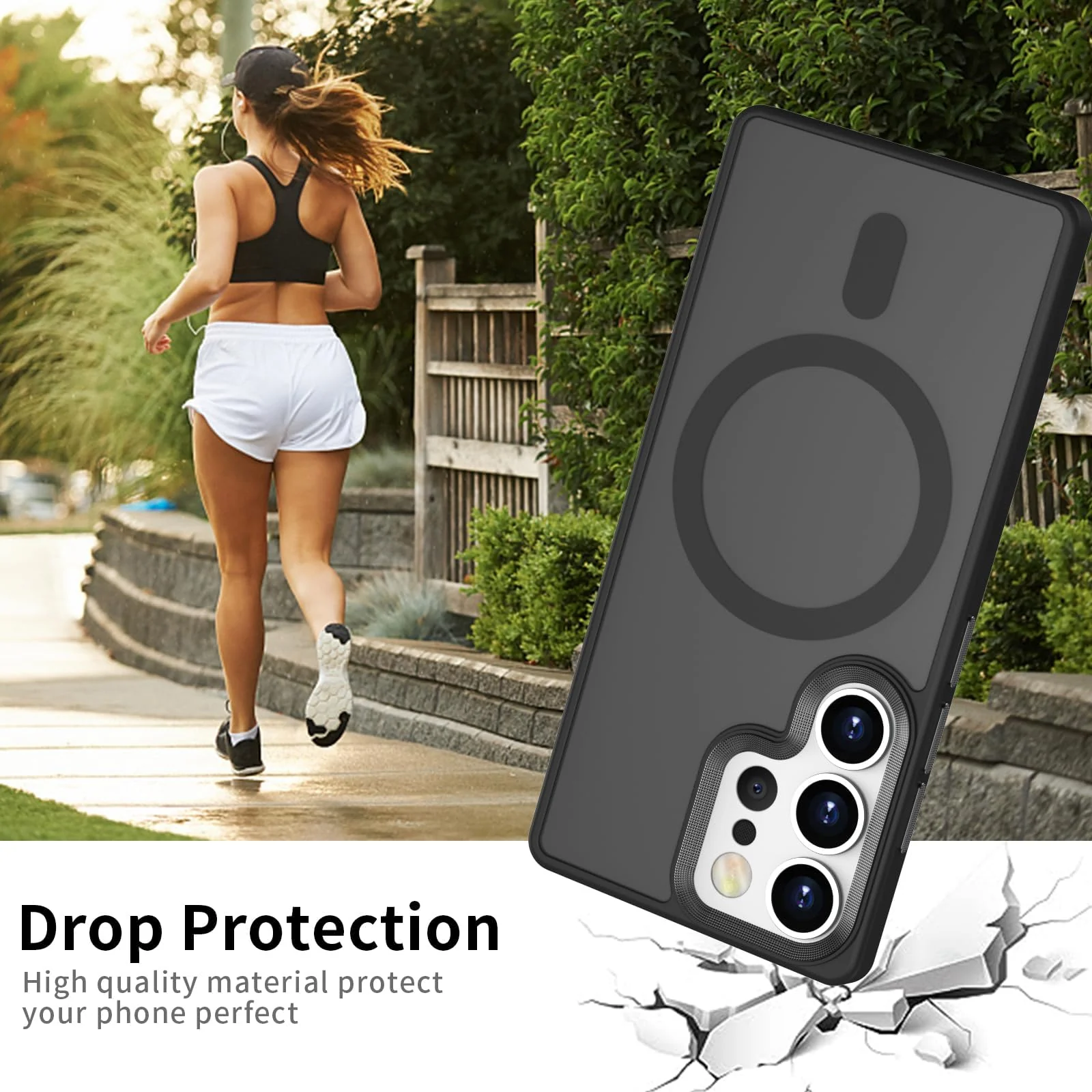 DL3 Mobilak Magnetic Car-Mount Case for Samsung Galaxy S24 Ultra with Camera Protection and Microfiber Lining - Black