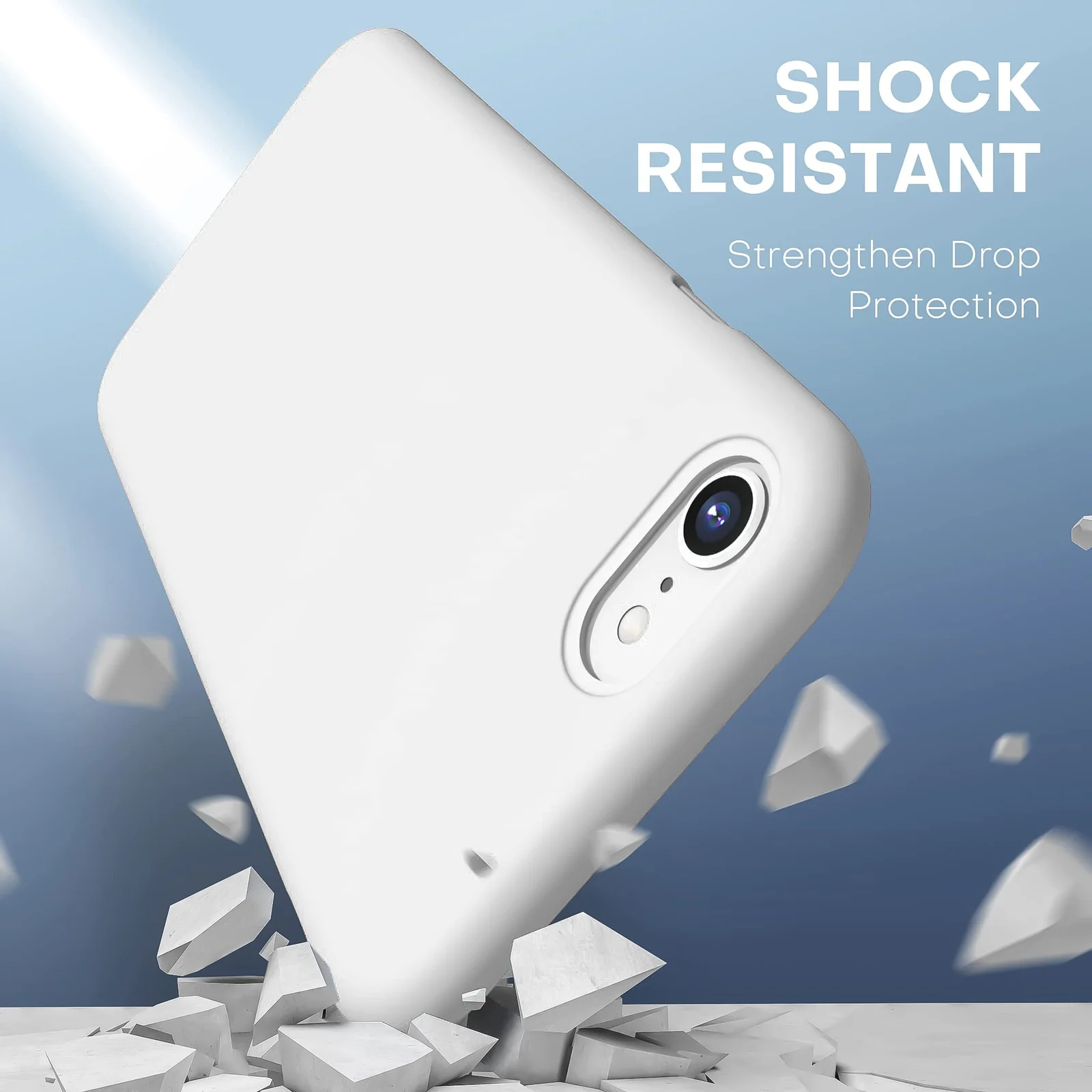 DL3 Mobilak Liquid Silicone Protective Case with Soft Microfiber Lining for iPhone SE 2022, SE 2020, iPhone 7, iPhone 8 - White