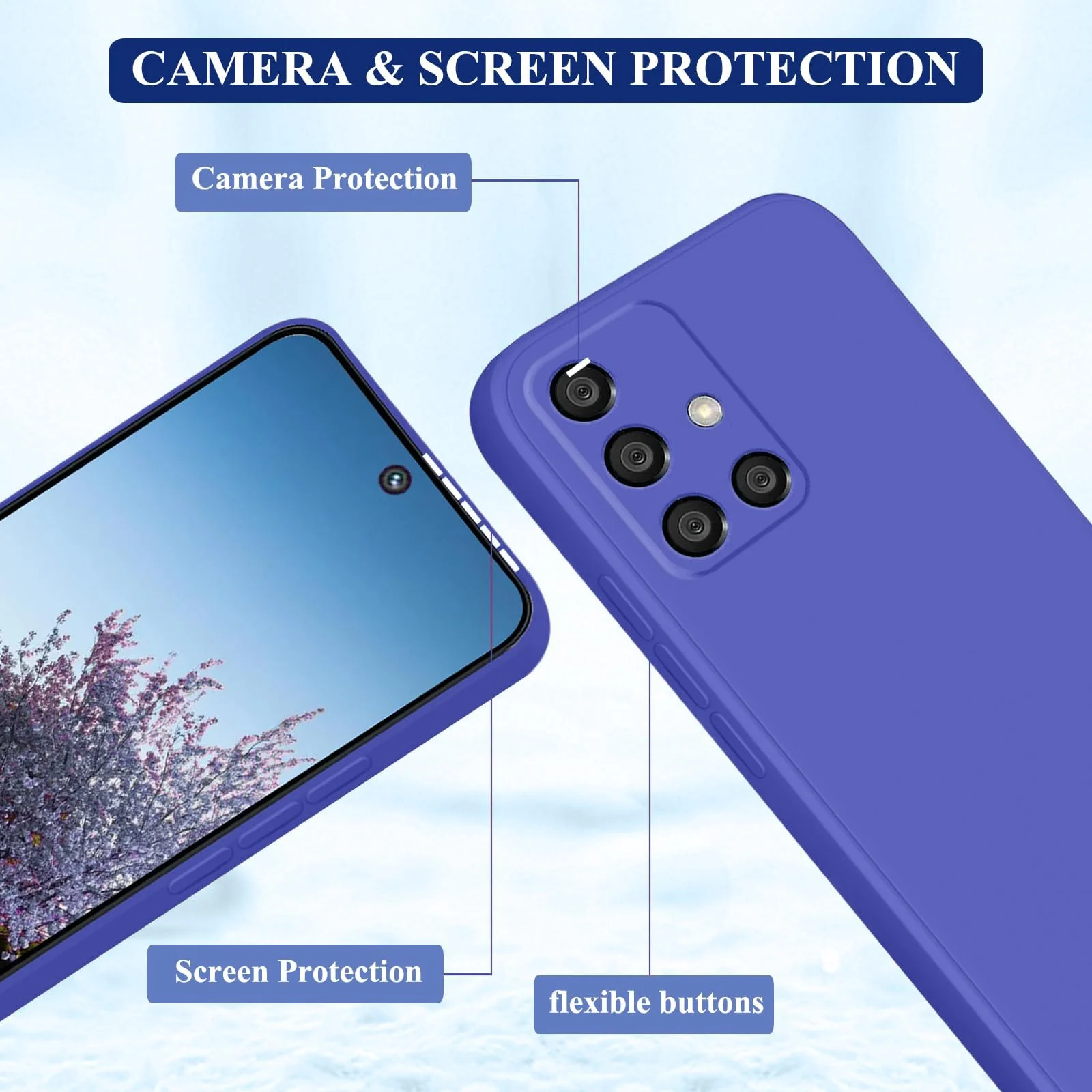 DL3 Mobilak Soft Silicone Protective Case for Samsung Galaxy A51 with Microfiber Lining and Shockproof Design - Light Blue