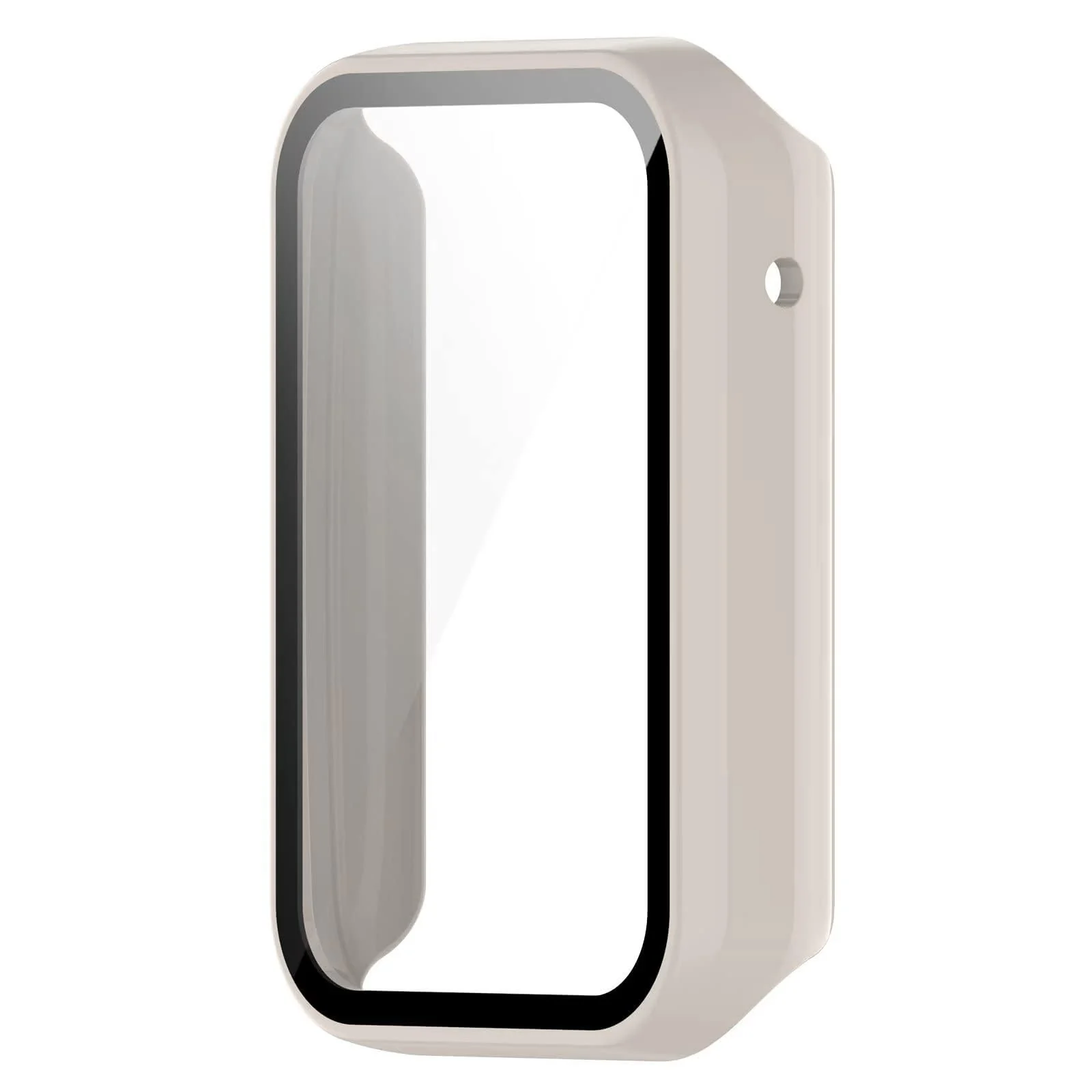 DL3 Mobilak Case for Xiaomi Mi Band 7 Pro, Bumper Full Coverage Hard Overall Protective Cover, Built-in Tempered Glass Screen Protector Film High Sensitivity For Xiaomi Smart Band 7 Pro - Ivory White