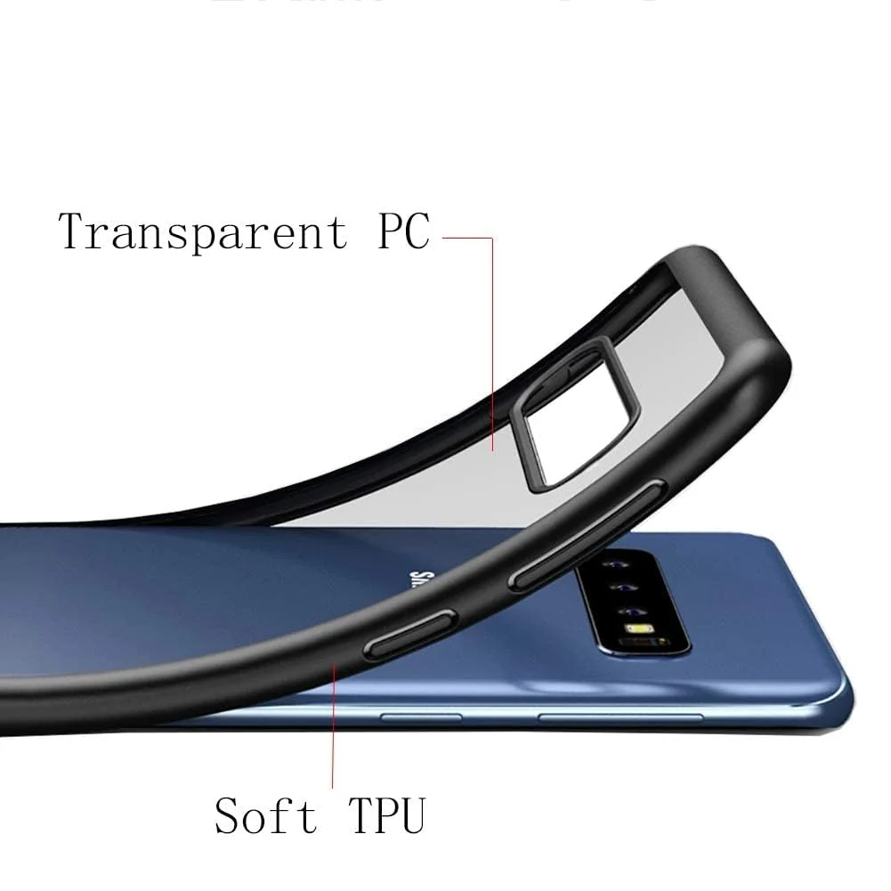 DL3 Mobilak Clear TPU Case for Samsung Galaxy S10, Shock-absorbing protection, Non-slip grip, Raised edges around the screen and camera - Black