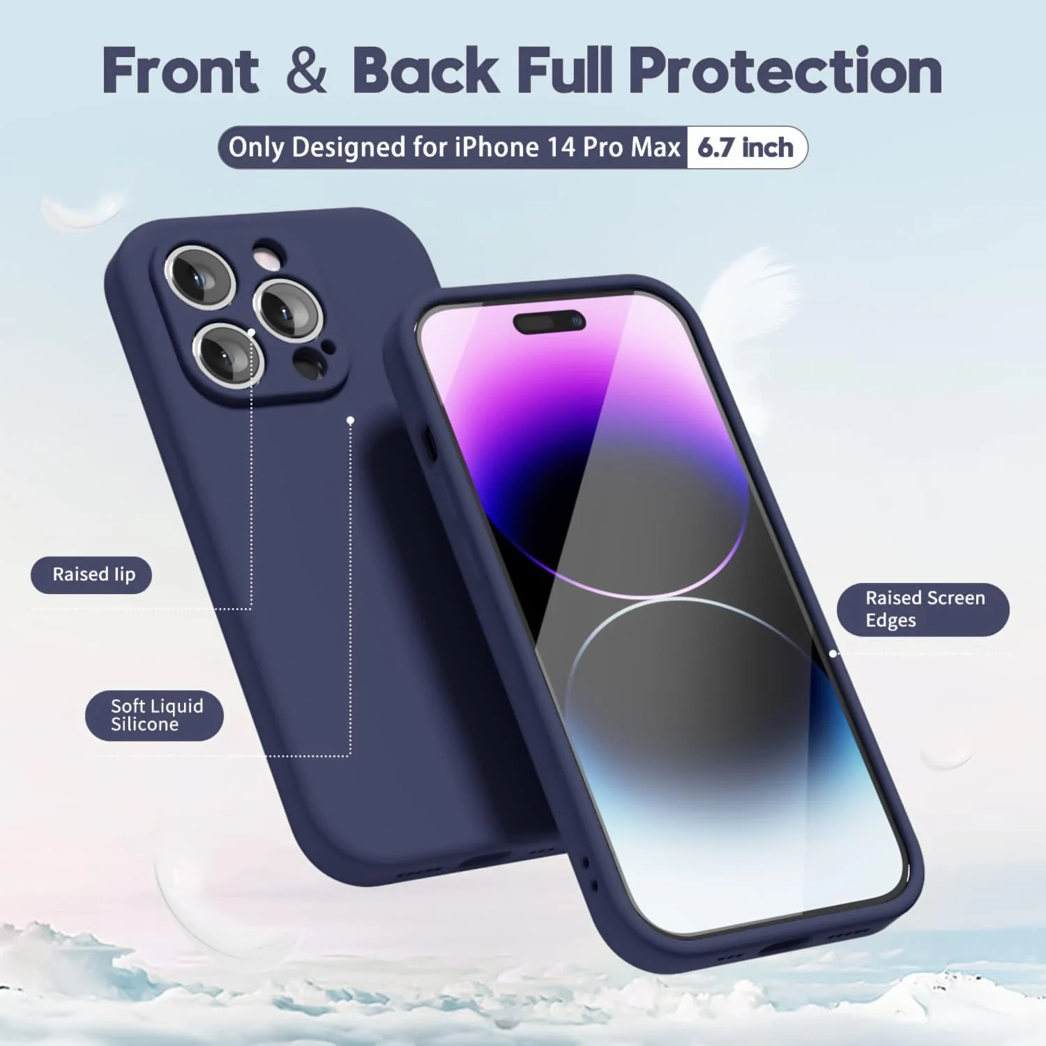 DL3 Mobilak Silicone Protective Case for iPhone 13 Pro Max (6.7 Inch), Does not support wireless charging, Built-in kickstand, Anti-fingerprint finish - Blue