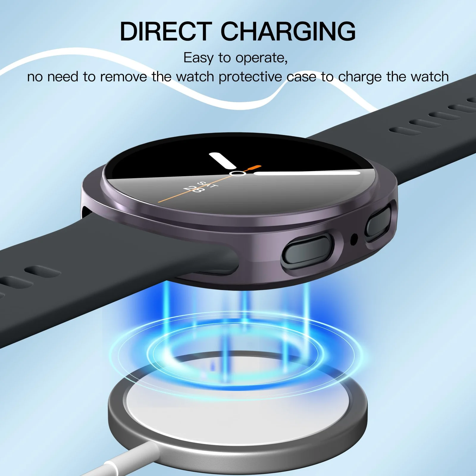 DL3 Mobilak Case Compatible with Samsung Galaxy Watch 8 44mm Case All-Around with Built-in Screen Protector Watch Soft TPU Shockproof Cover Slim Guard Thin Bumper Shell Protector - Deep Purple