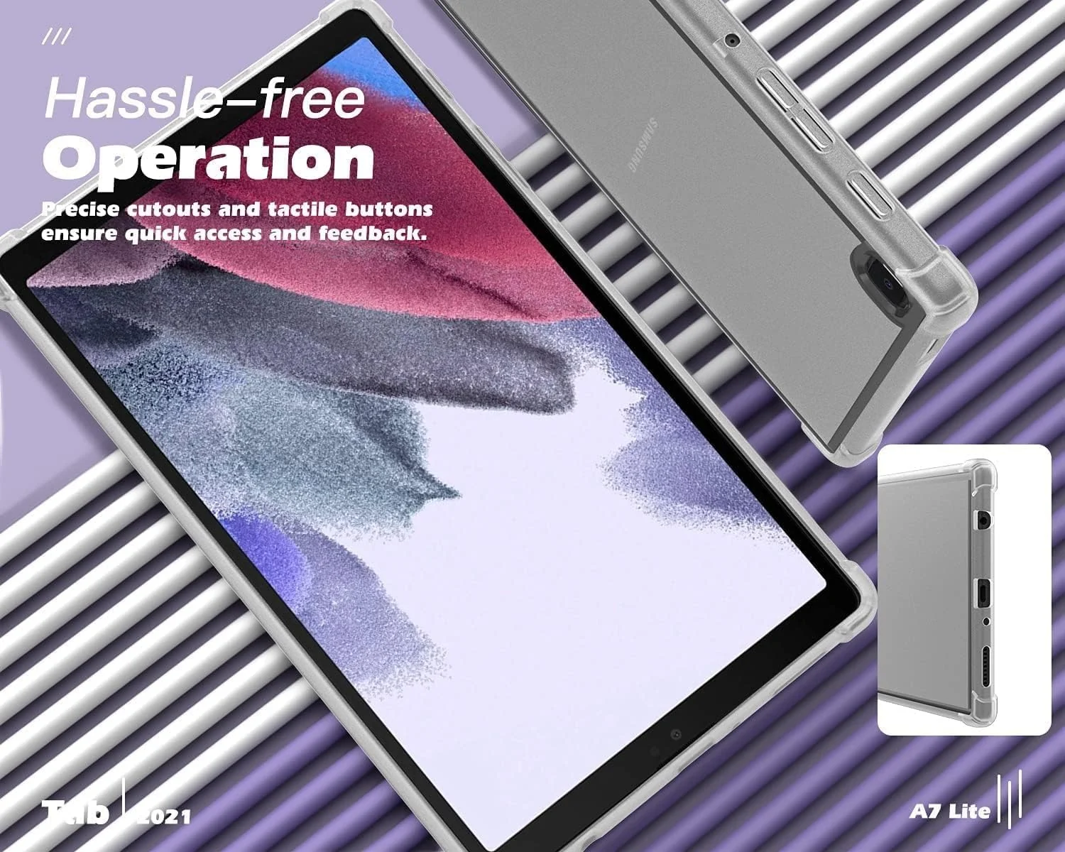 DL3 Mobilak Compatible with Samsung Galaxy Tab A7 Lite 8.7-Inch 2021 Release Tablet Model (-T225/T220/T227/T227), Ultra Soft Flexible TPU Skin Bumper Back Cover Shell - Clear