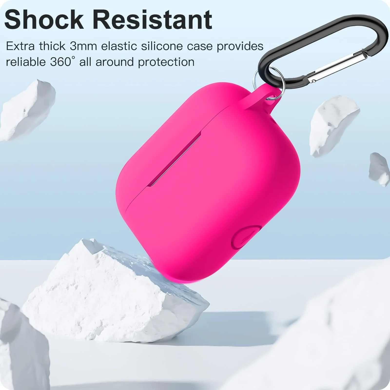 DL3 Mobilak Compatible with AirPods Pro 3 (2025) Generation Case Cover, Protective Silicone Skin with Keychain for Women Men for Apple AirPods Pro Gen 3 (2025), Front LED Visible - Hot Pink
