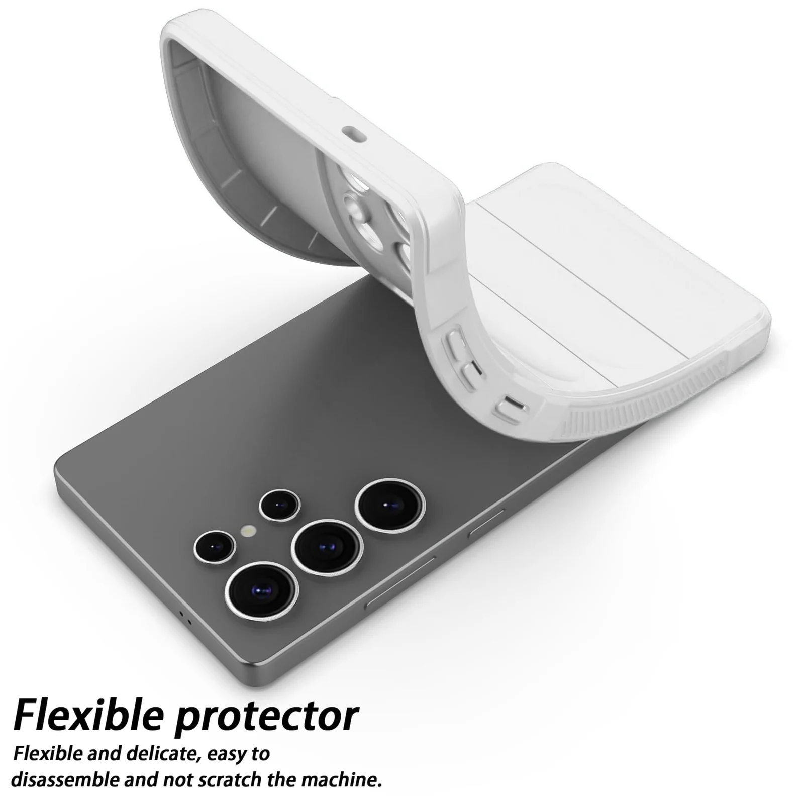 DL3 Mobilak Flexible Silicone and TPU Protective Case with Camera Protection for Samsung Galaxy S25 Ultra - White