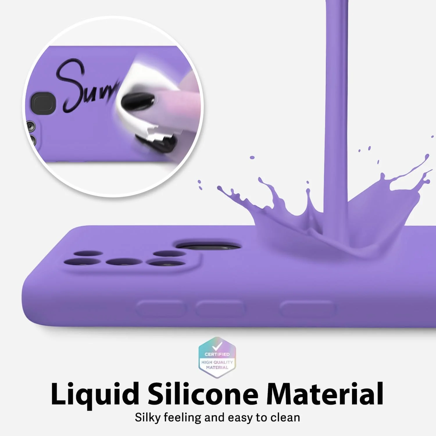 DL3 Mobilak Soft Silicone Protective Case for Samsung Galaxy A21s with Microfiber Lining and Shockproof Design - Light Purple
