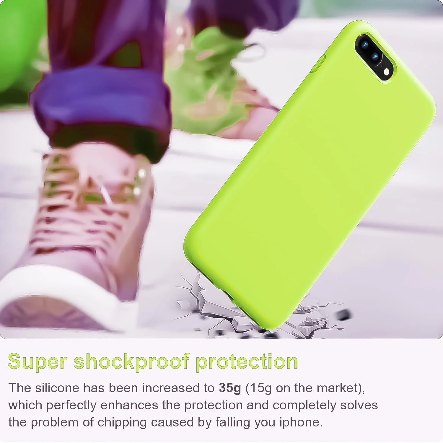 DL3 Mobilak Liquid Silicone Case for iPhone 7 Plus / iPhone 8 Plus, Shock-absorbing protection, Scratch-resistant surface, Soft microfiber lining - Lemon