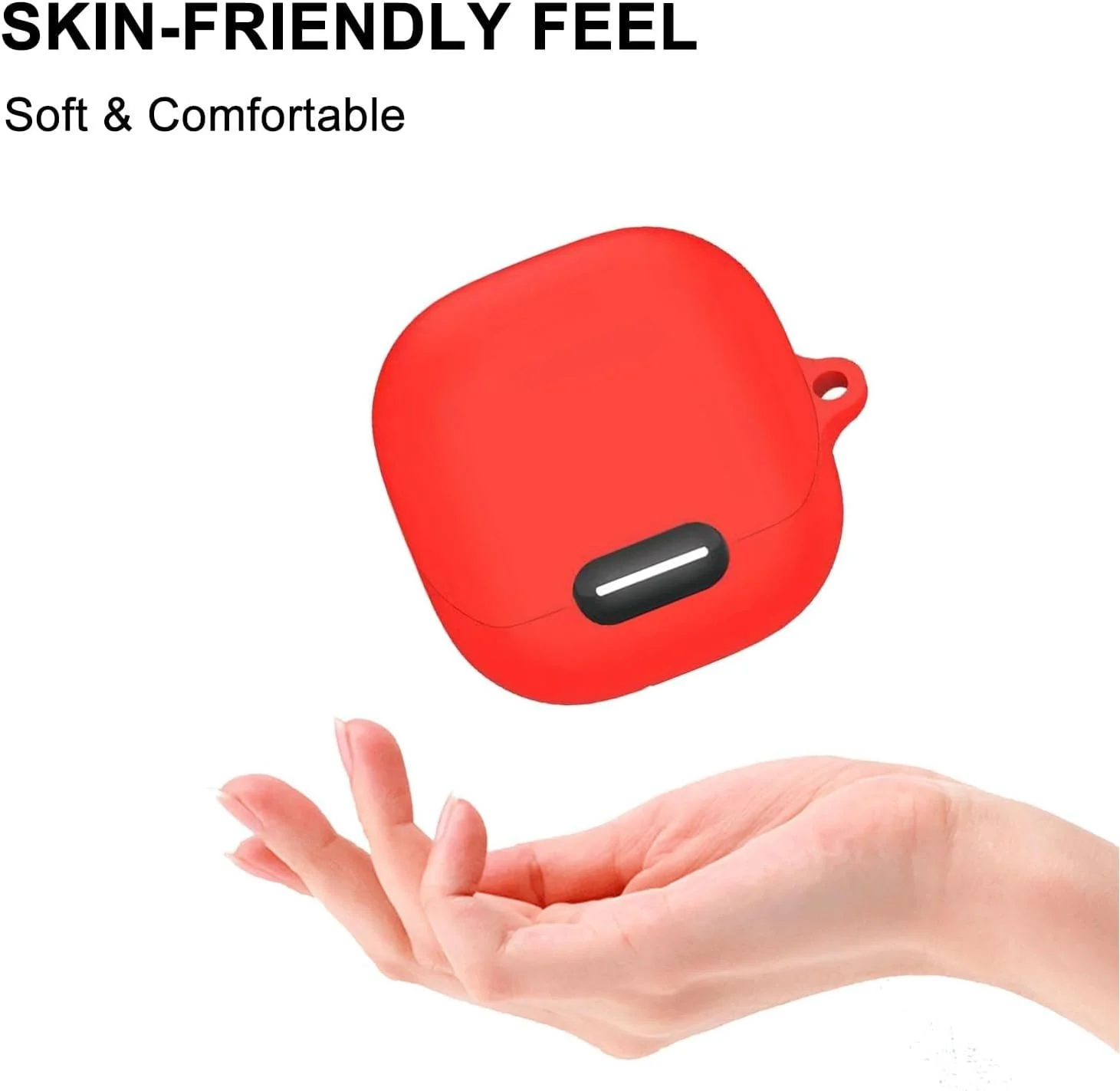 DL3 MOBILAK Silicone Case Compatible with Soundcore Liberty 4 NC Earbuds, Soft Silicone Protective Case Cover, Shockproof Sleeve with Carabiner - Red