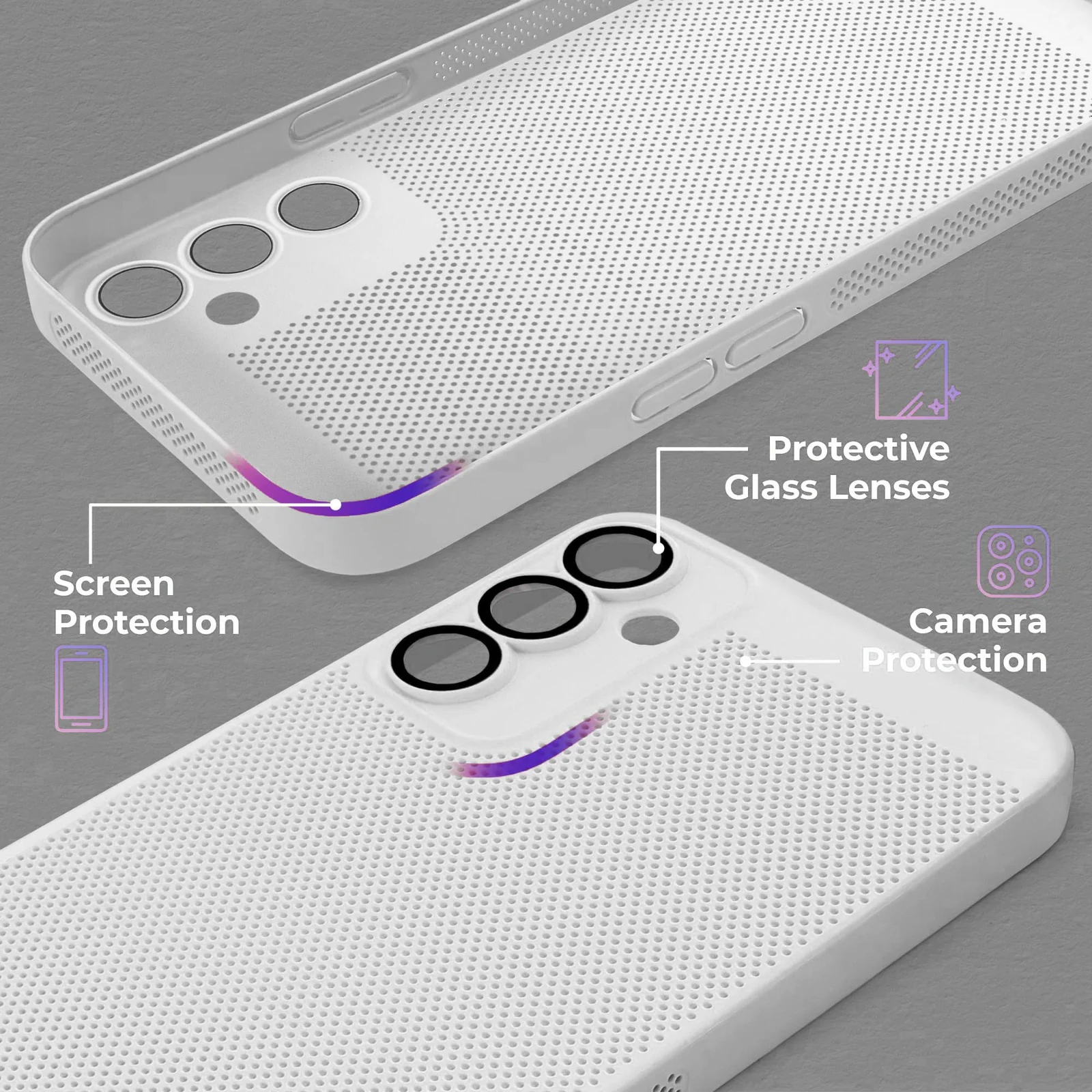 DL3 Mobilak Heat-Dissipation Hard PC Case with Built-In Camera Lens Protector for OPPO Reno12 5G - White