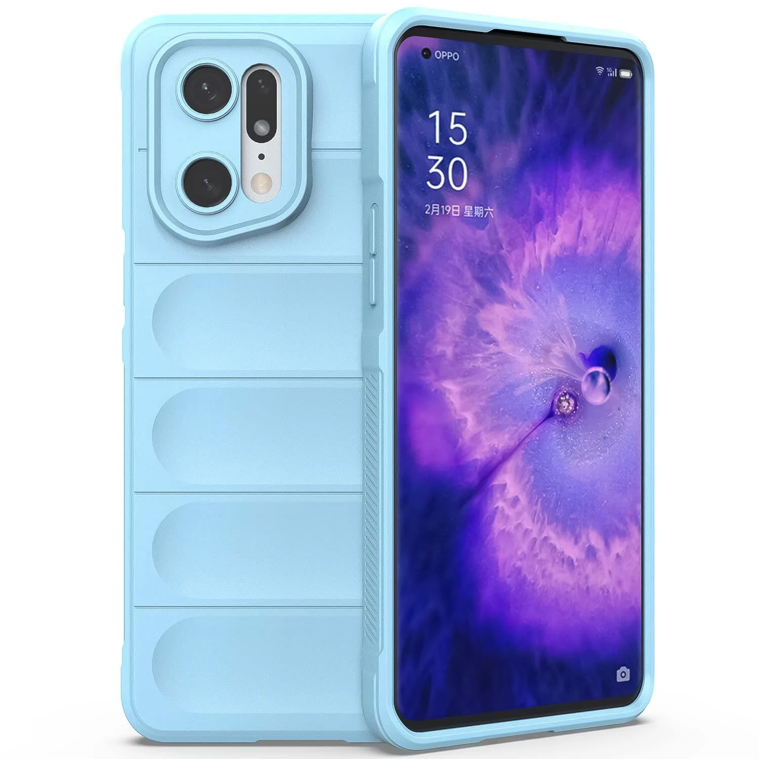 DL3 Mobilak Soft Silicone Protective Case for OPPO Find X5 with Camera Protection and Shockproof Design - Baby Blue