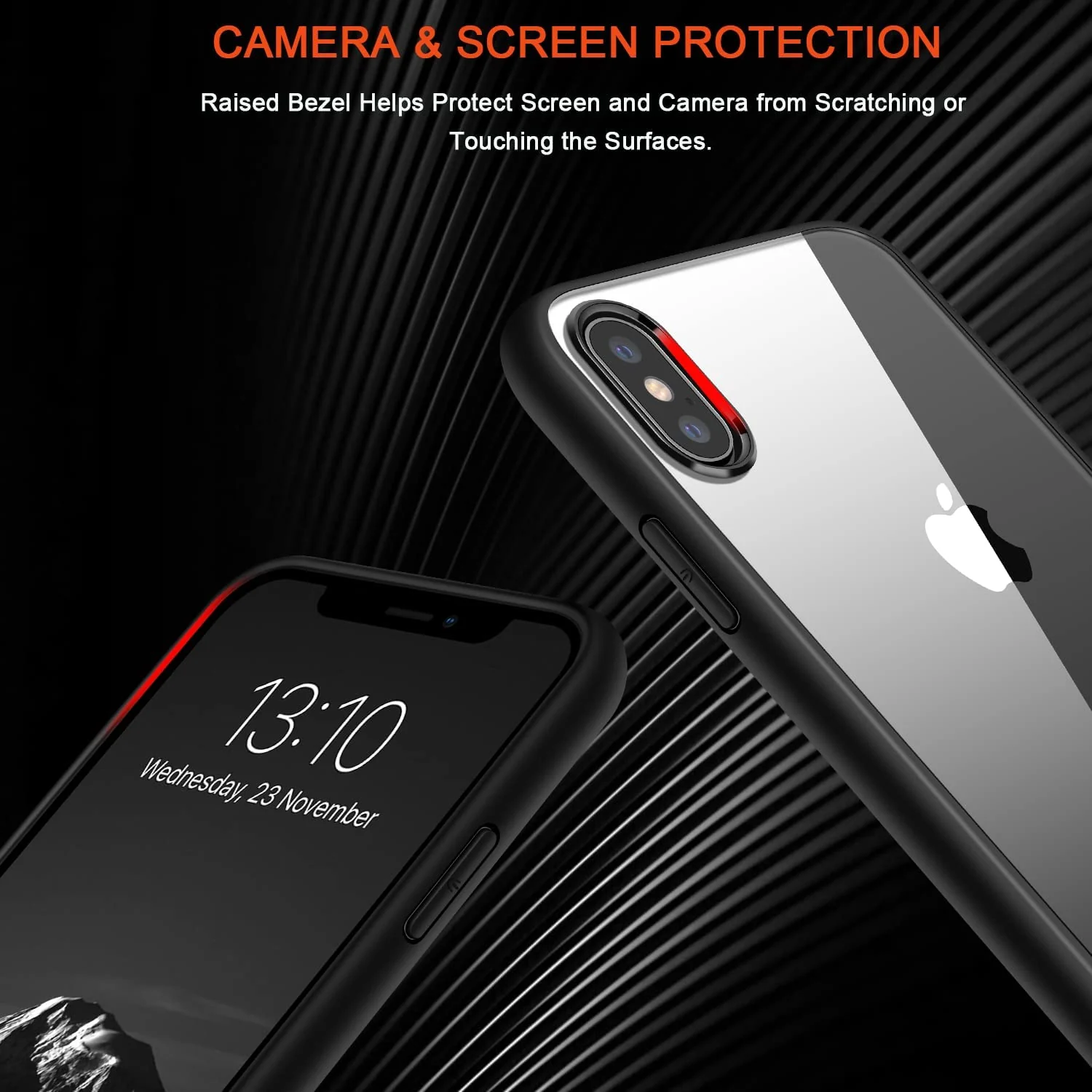 DL3 Mobilak Clear PC and TPU Protective Case for iPhone XS Max with Shockproof Design and Anti-Yellowing Design - Black