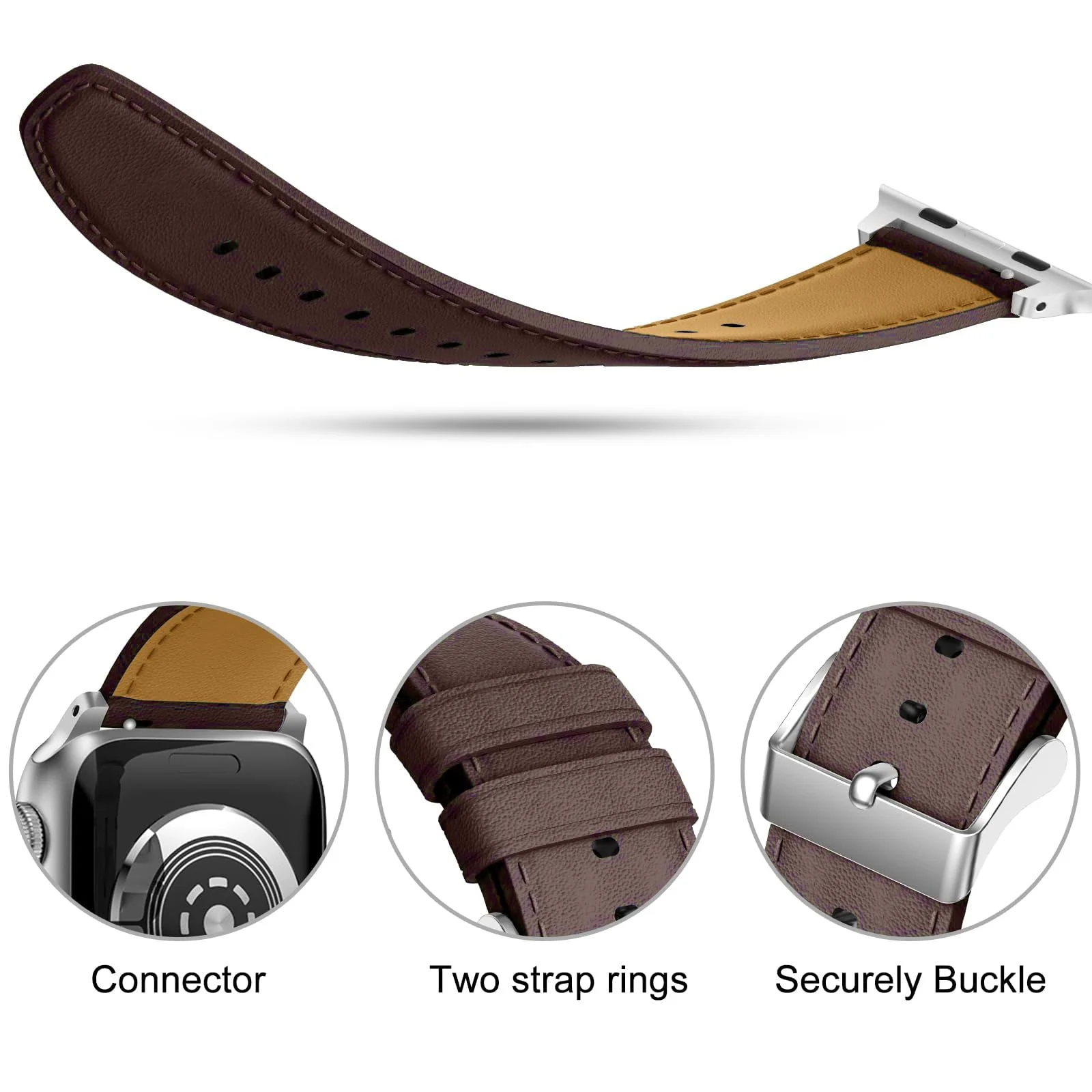 DL3 Mobilak Compatible with Apple Watch Band 49mm 46mm 45mm 44mm 42mm Leather Band Replacement Strap, Soft Leather Bracelet for iWatch Series 11 10 9 8 7 6 5 4 SE SE2 Ultra 3 2 1 - A.Dark Brown