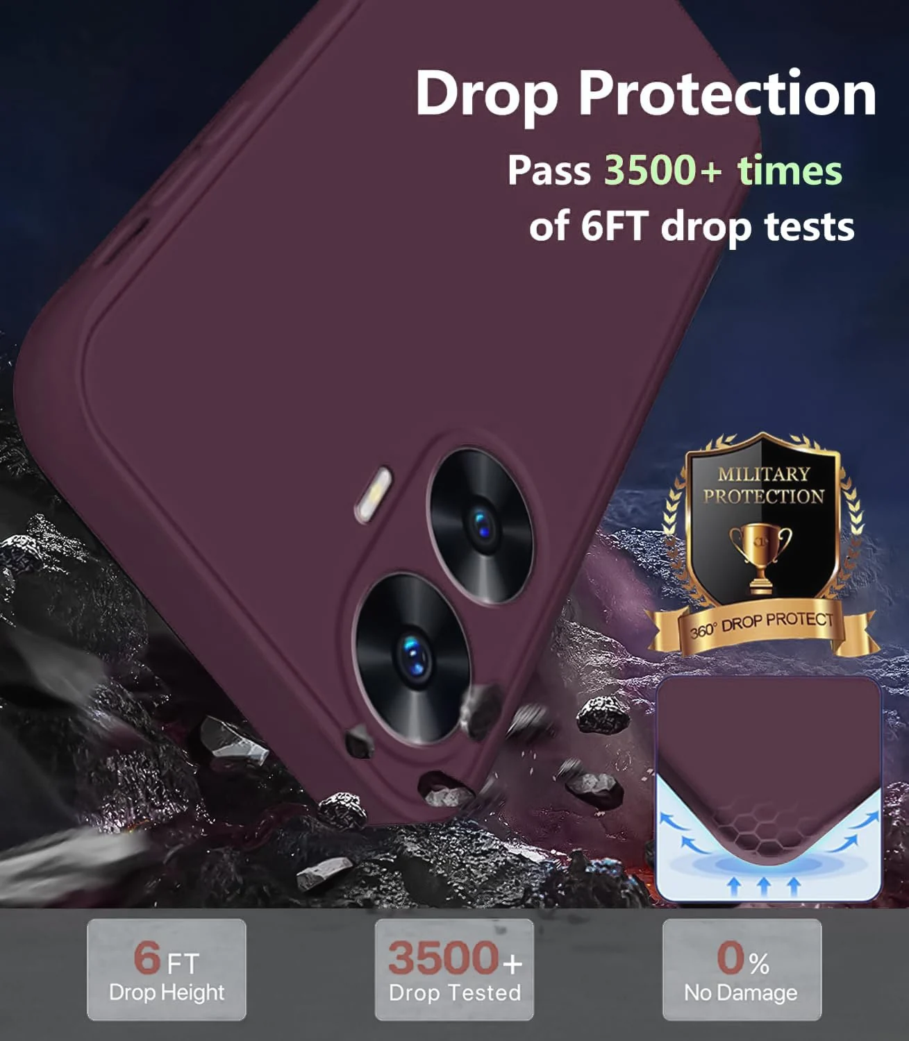 DL3 Mobilak Soft Silicone Protective Case for realme C55 / realme Narzo N55 with Microfiber Lining and Shockproof Design - Wine Red