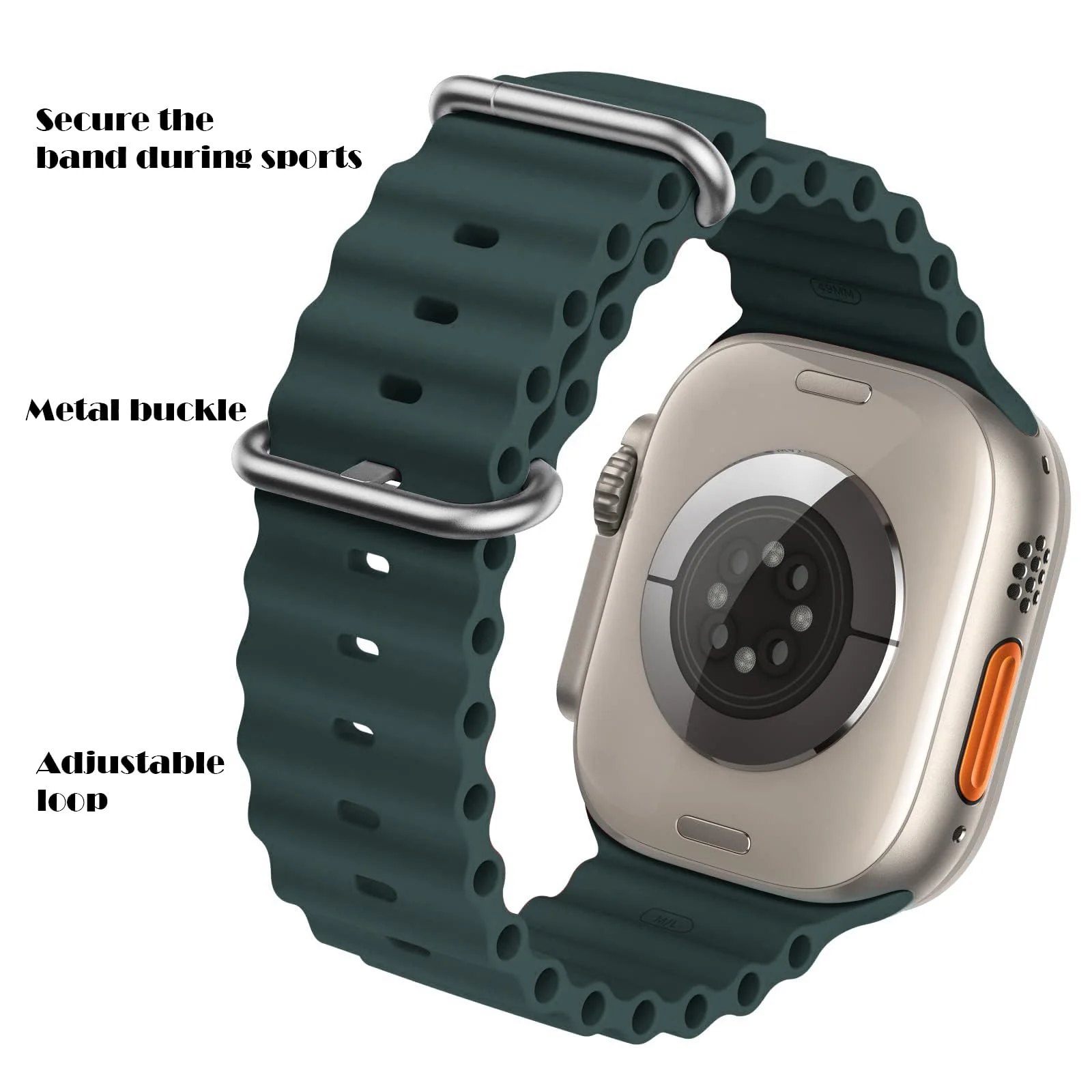 DL3 Mobilak Ocean Band For Apple Watch Ultra 49mm 45mm 44mm 42mm 41mm 40mm 38mm, Soft Silicone Sport Wristbands Replacement Strap iWatch Ultra SE 8 7 6 5 4 3 2 1 (Cypruce, 42MM/44MM/45MM/49MM) - Cypruce Green