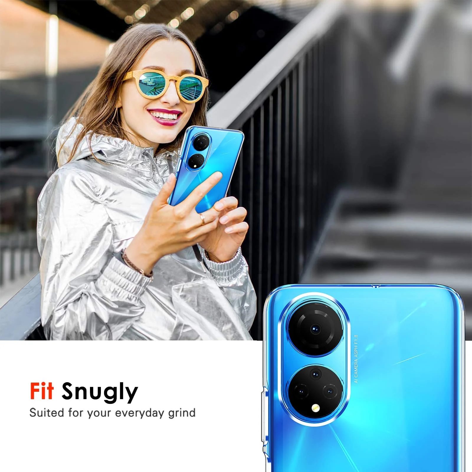 DL3 Mobilak Case Compatible with Honor X7 / Honor Play 30 Plus Case Crystal Soft TPU Gel Case Flexible Silicone Anti-Scratch Camera Protection TPU Cover - Clear
