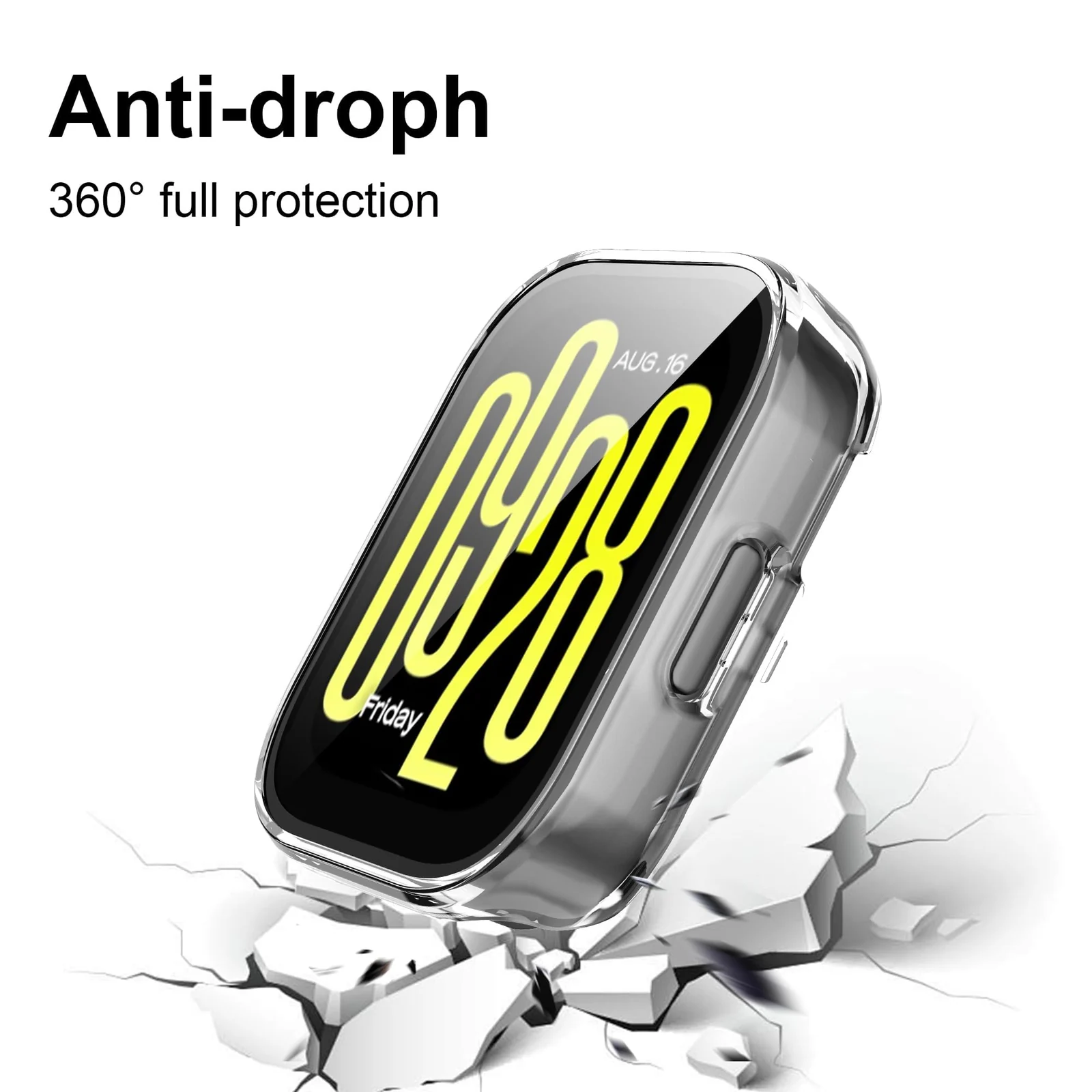 DL3 Mobilak Case with Screen Protector for Xiaomi Redmi Watch 5 Active, Bumper Full Coverage Hard PC Overall Protective Cover, Built-in Tempered Glass Film High Sensitivity - Clear