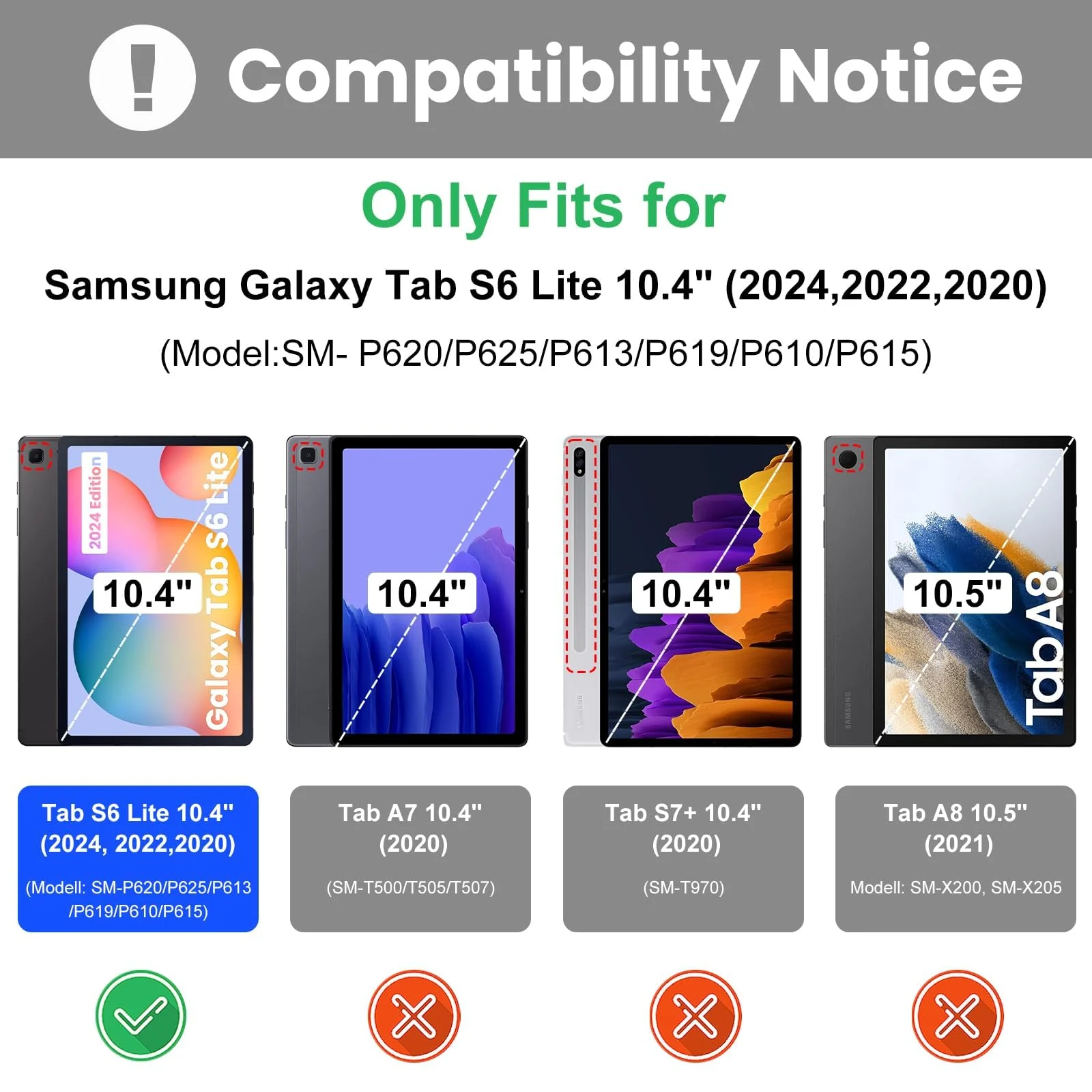 DL3 Mobilak Protective Cover for Samsung Galaxy Tab S6 Lite 2024/2022/2020 10.4 inch Tablet, 360° Rotatable Smart Stand, Leather Folio Flip Cover with Multi-Angle Viewing, Auto Wake Sleep - Black
