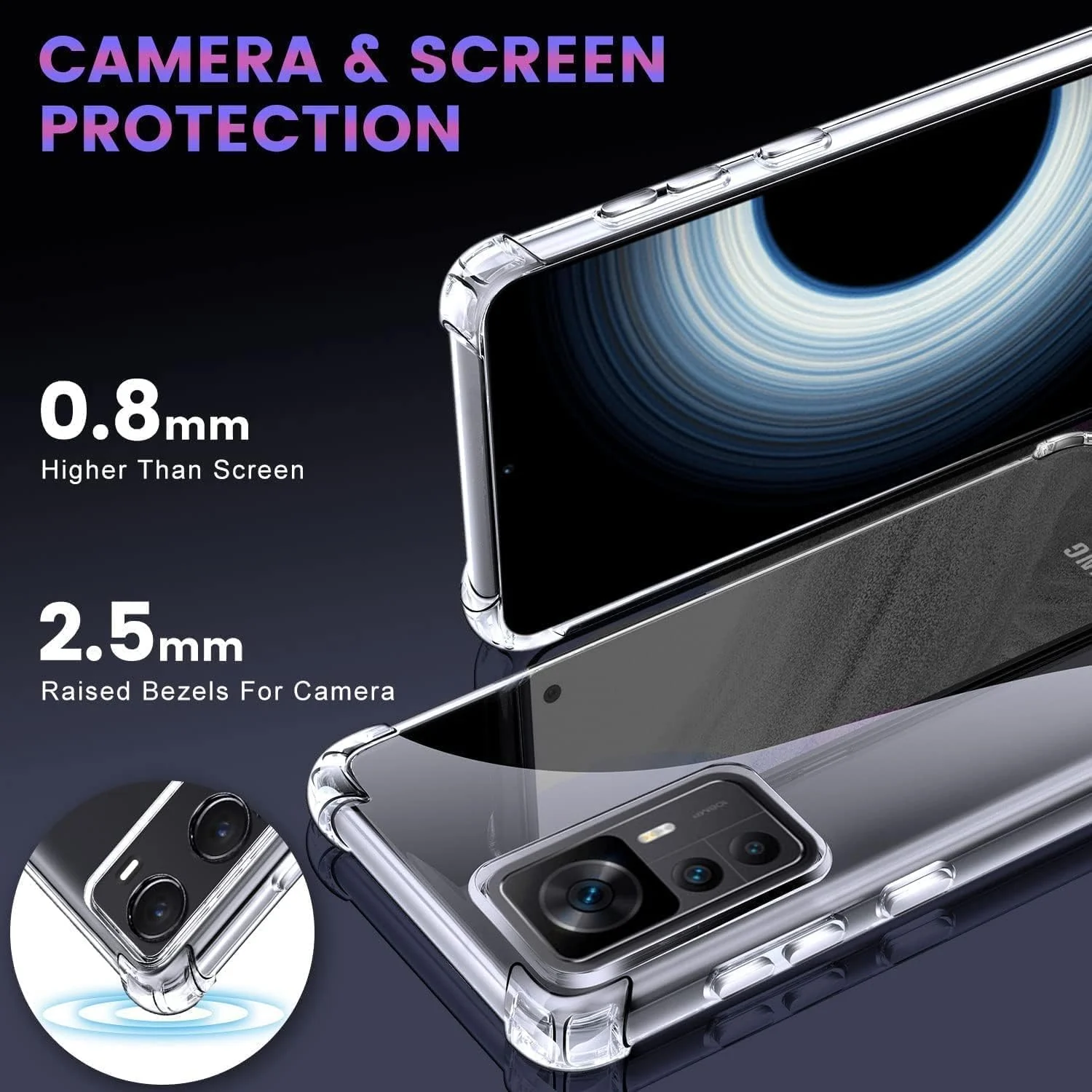 DL3 Mobilak Clear TPU Protective Case for Xiaomi Mi 12T - 12T Pro with Camera Protection and Shockproof Design - Clear