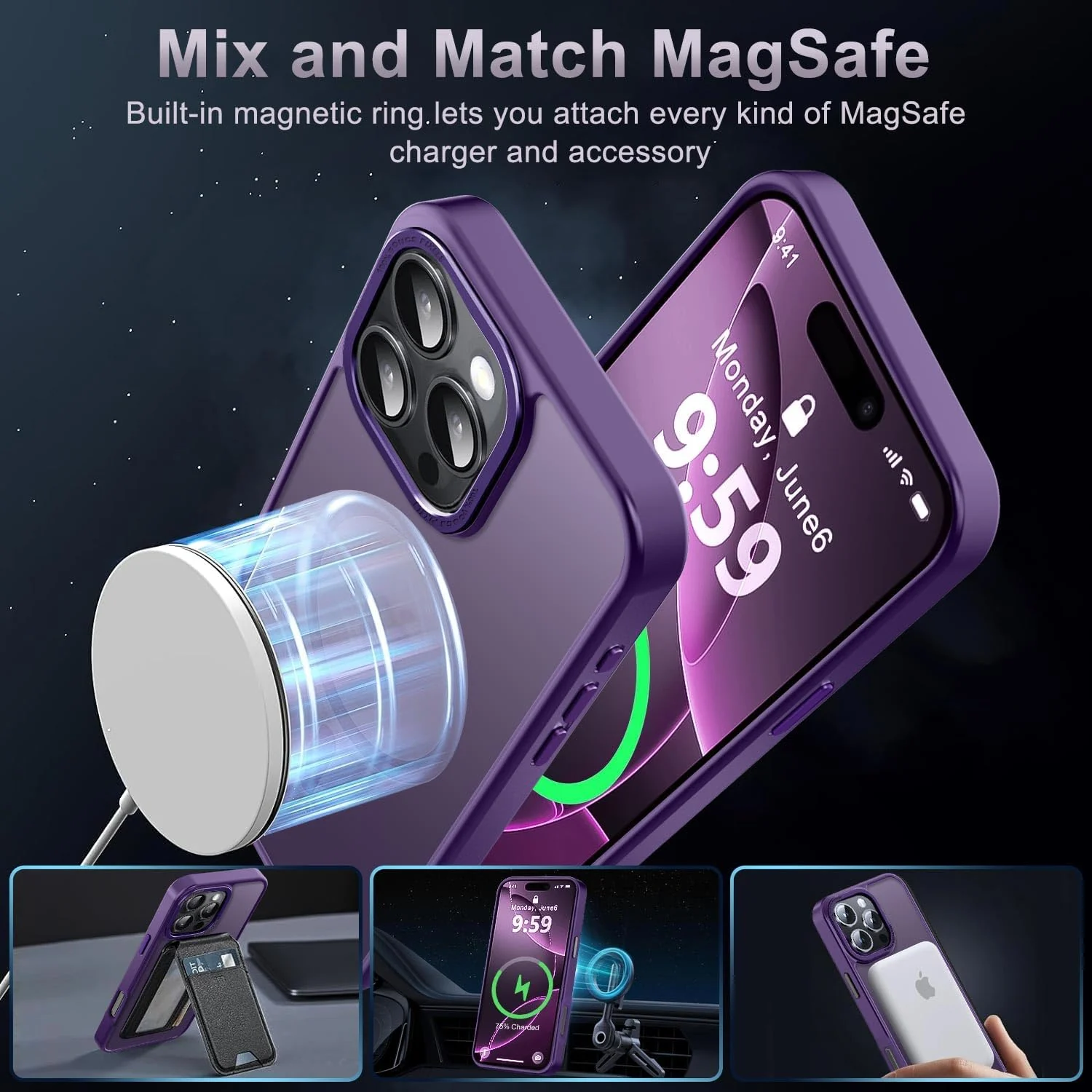DL3 MOBILAK Protective Phone Case for Apple iPhone 16 Pro Max - Purple