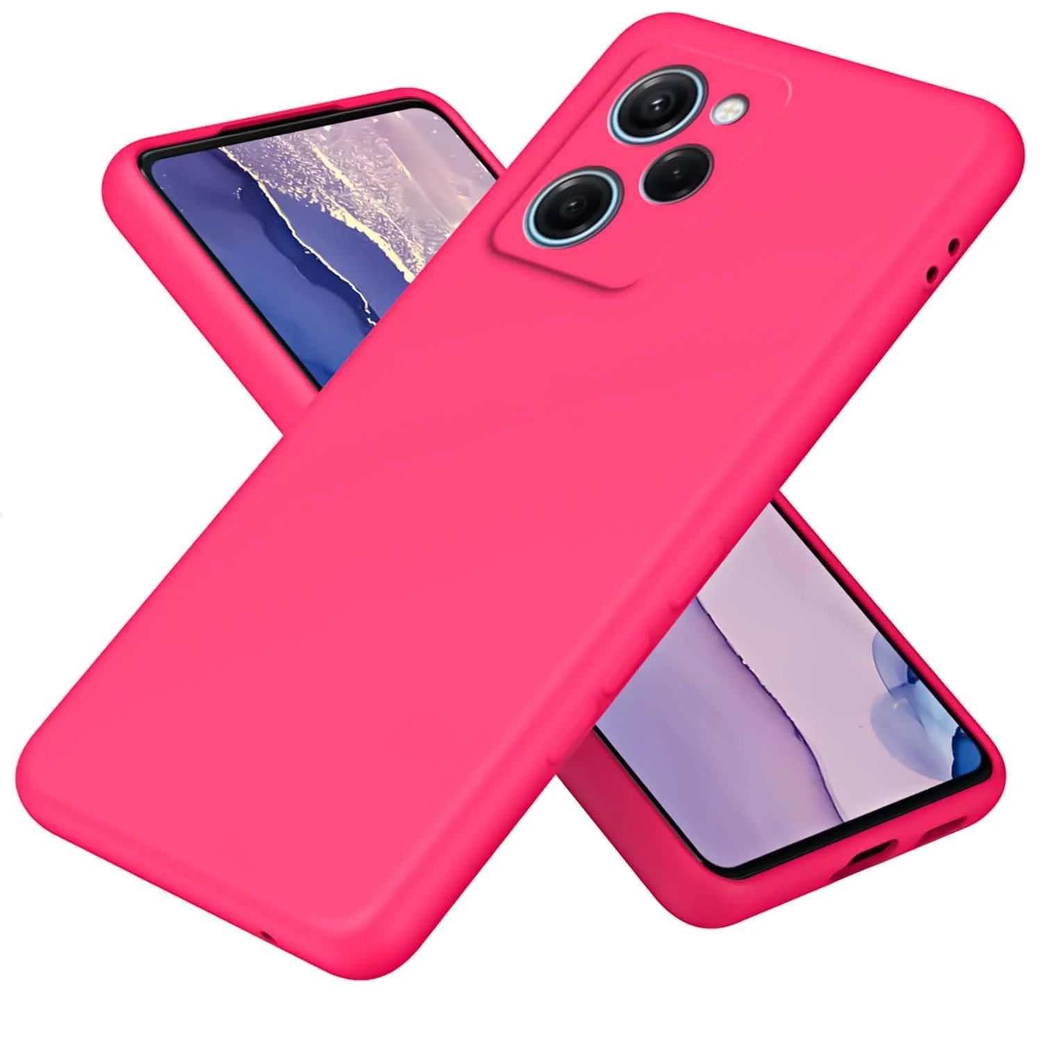 DL3 Mobilak Soft Silicone Protective Case for POCO X5 Pro 5G with Microfiber Lining and Shockproof Design - Hot Pink