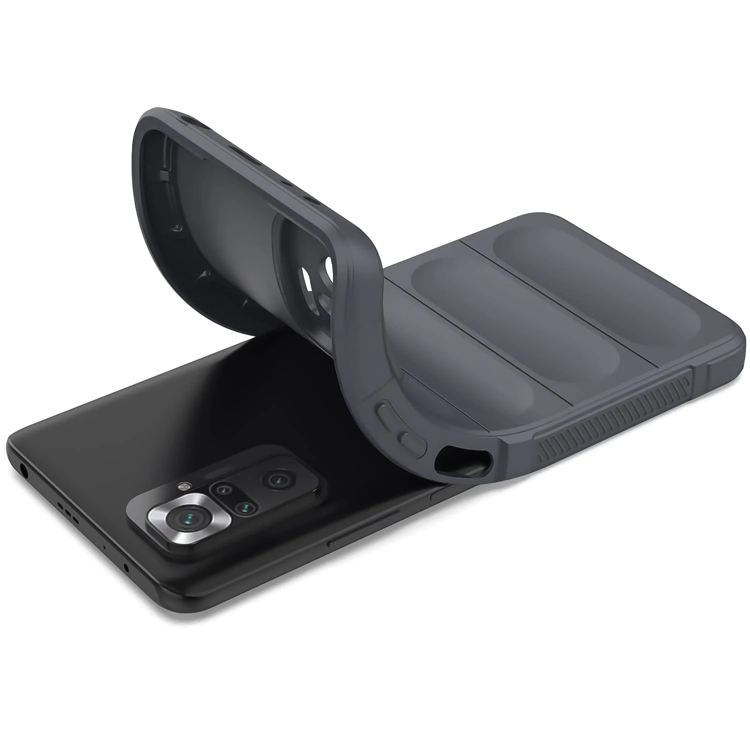 DL3 Mobilak Flexible Silicone and TPU Protective Case with Camera Protection for Xiaomi Redmi Note 10 Pro / Note 10 Pro Max - Dark Gray