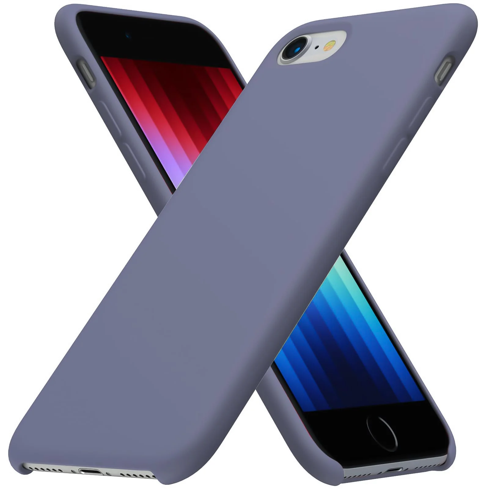DL3 Mobilak Liquid Silicone Protective Case with Soft Microfiber Lining for iPhone SE 2022, SE 2020, iPhone 7, iPhone 8 - Lavender Grey