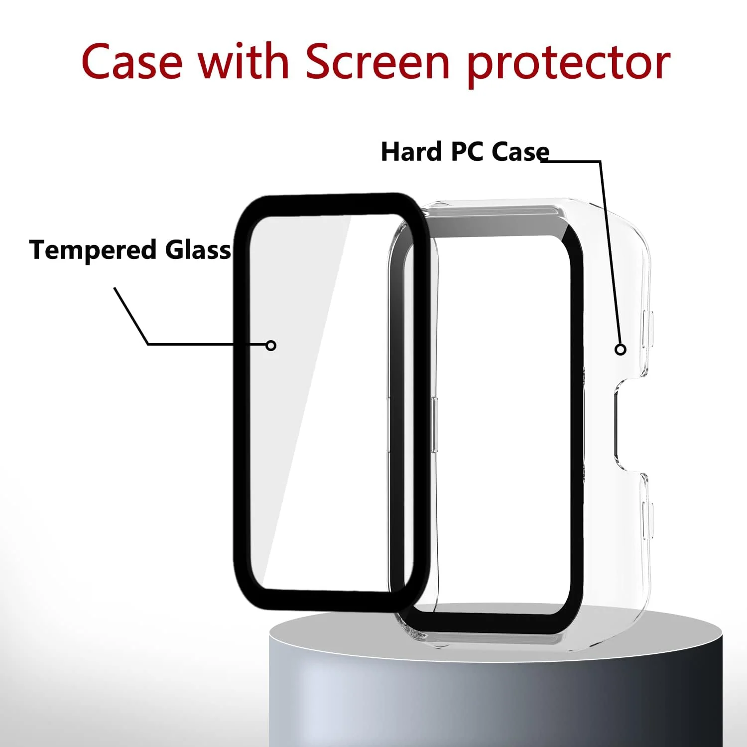 DL3 Mobilak Protective Case Compatible with Huawei Watch Fit 2 9H Hardness PC Case Bumper Full Slim Protective Cover with Tempered Glass For Huawei Watch Fit2 - Clear
