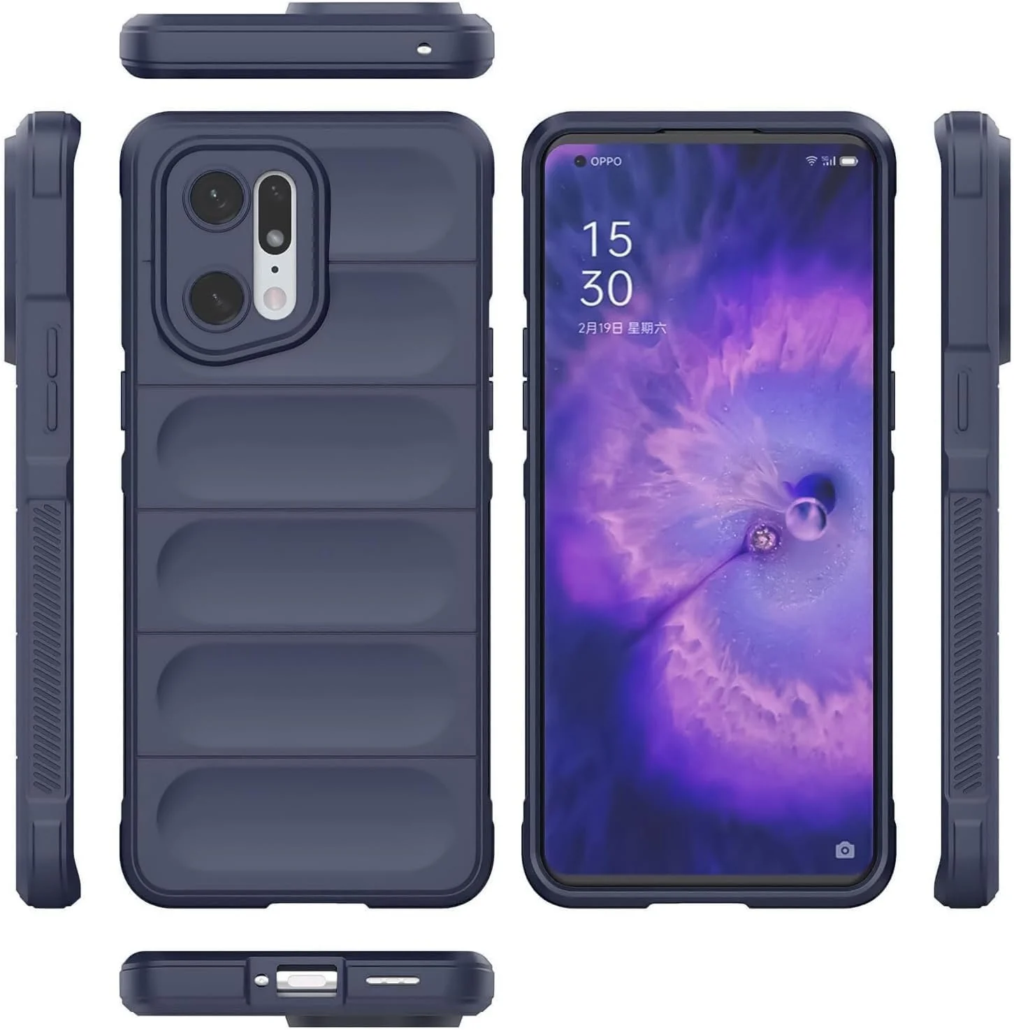 DL3 Mobilak Flexible Silicone and TPU Protective Case with Camera Protection for OPPO Find X5 - Blue