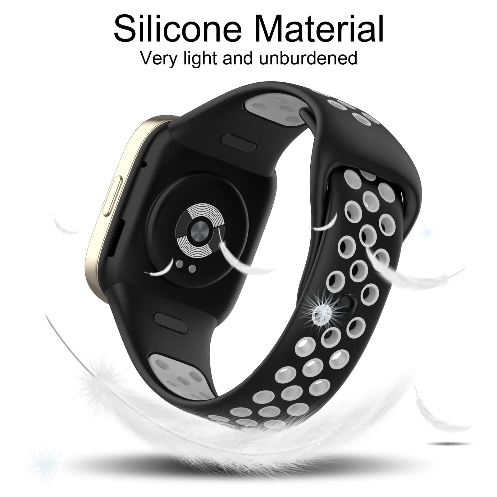 DL3 Mobilak Strap For Xiaomi Redmi Watch 3 (Not for Redmi Watch 3 Lite/Active), [Breathable] Soft Silicone Strap, Two Tone Band, Silicone Replacement Strap - Black