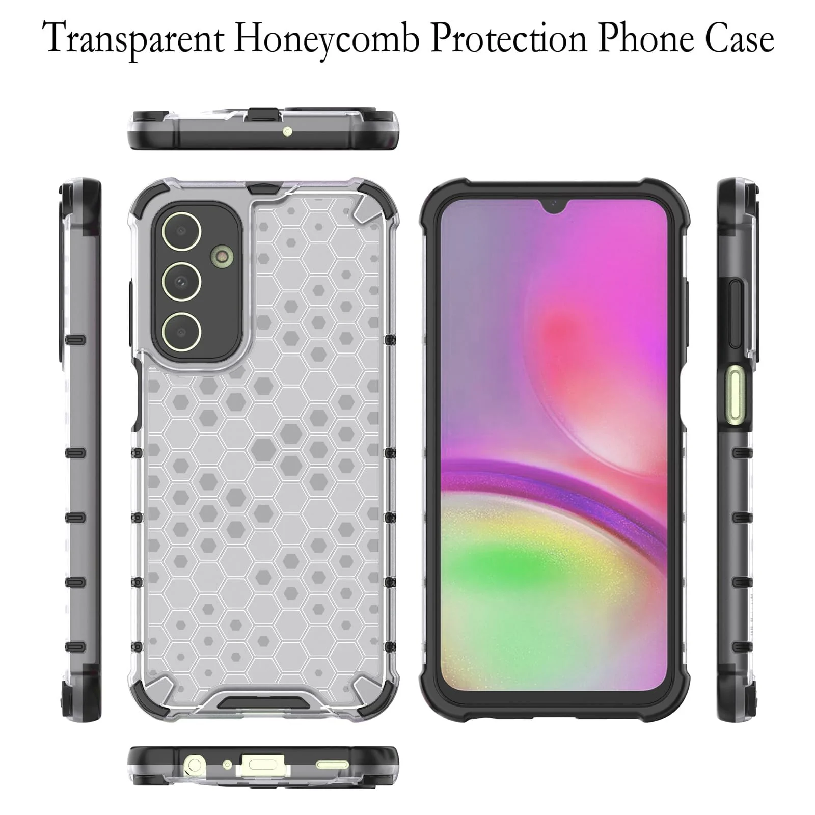DL3 Mobilak Case For Samsung Galaxy A25 5G, [Honeycomb Design] Drop Protection, Ultra Thin TPU + PC Transparent Silicone Protective Case, Shockproof Cover - Clear