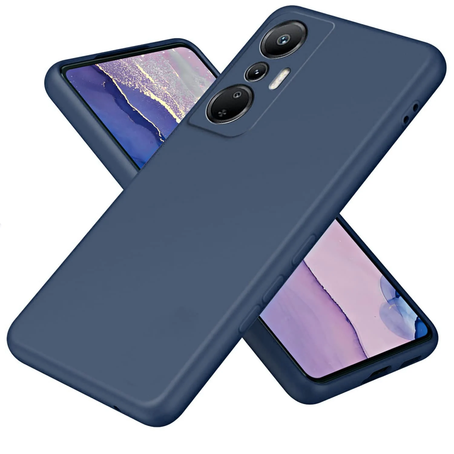 DL3 Mobilak Silicone Protective Case for Infinix Hot 20, Shock-absorbing protection, Scratch-resistant surface, Soft microfiber lining - Dark Blue