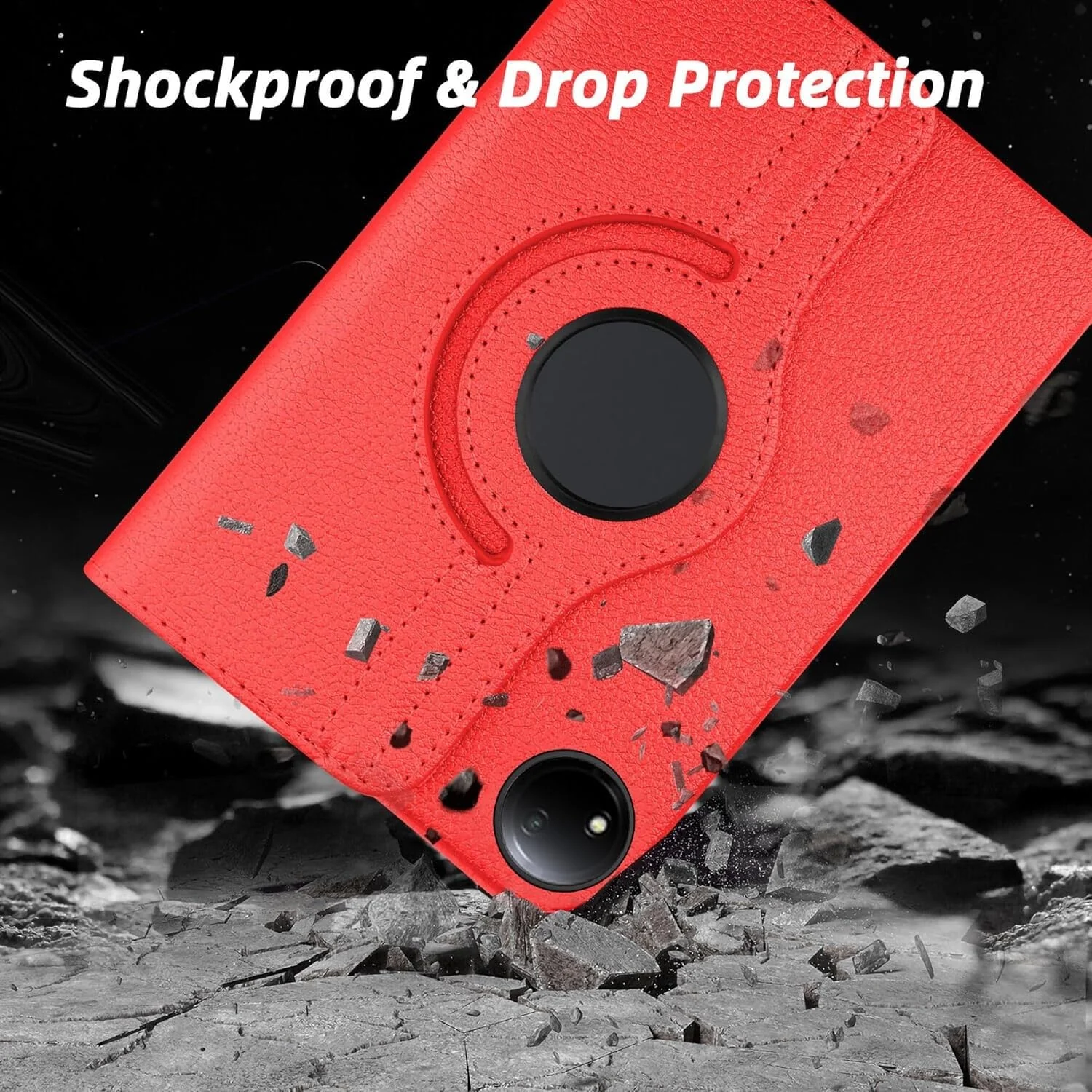 DL3 Mobilak Protective Cover for Xiaomi Redmi Pad SE 8.7'' inch 2024, 360° Rotatable Smart Stand, Leather Folio Flip Cover with Multi-Angle Viewing, Auto Wake Sleep - Red