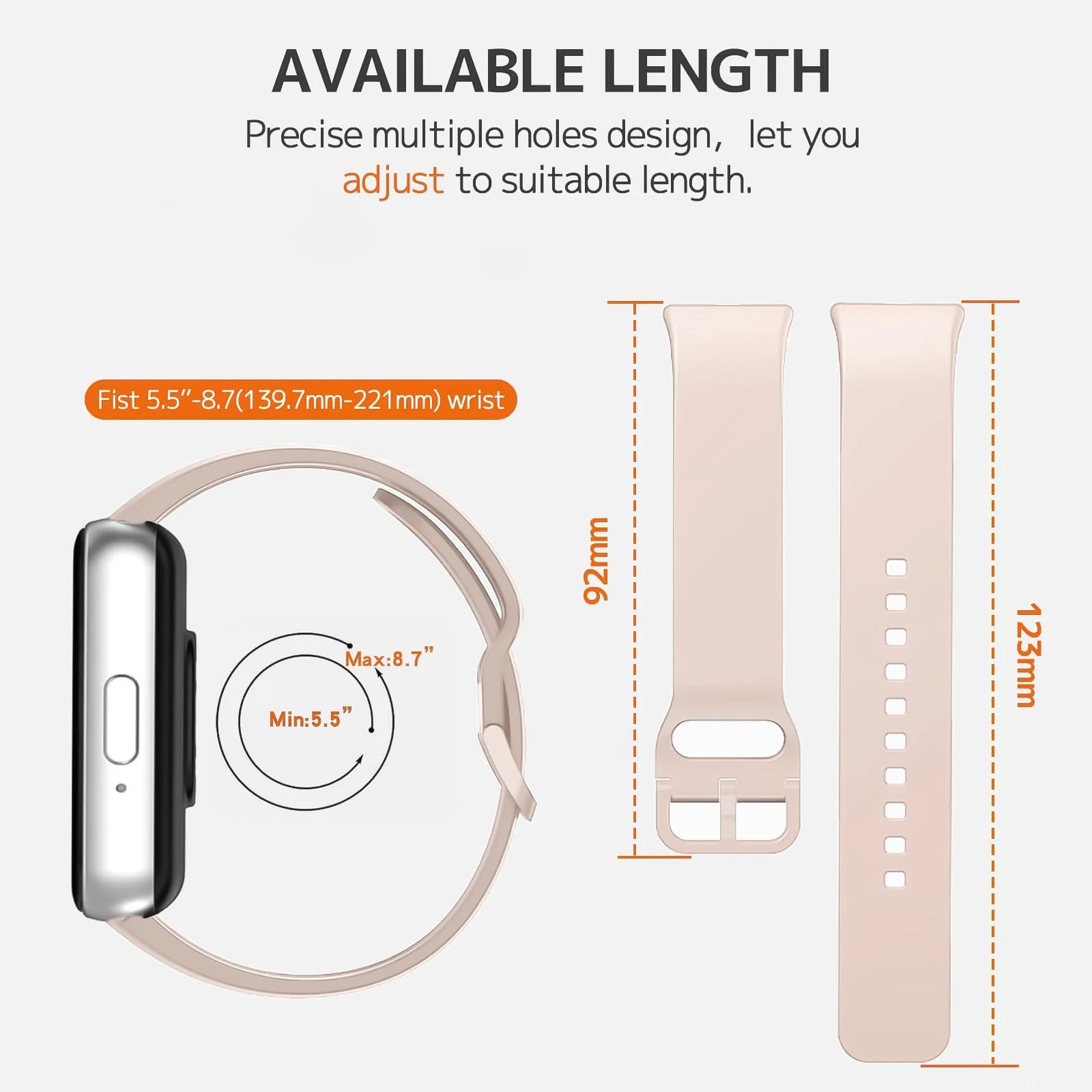 DL3 MOBILAK Silicone Bracelet for Samsung Galaxy Fit 3 Strap, Soft Silicone Sport Replacement Strap For Women/Men, Adjustable Waterproof Sports Band - Pink