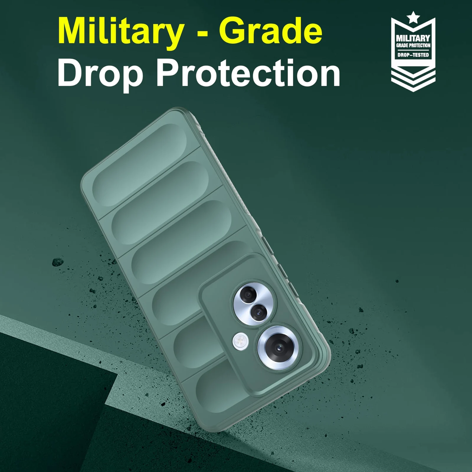 DL3 Mobilak Rugged Protective Case for OPPO Reno 11F / Reno11 F 5G, Camera protection, Shock-absorbing protection, Non-slip grip - Green