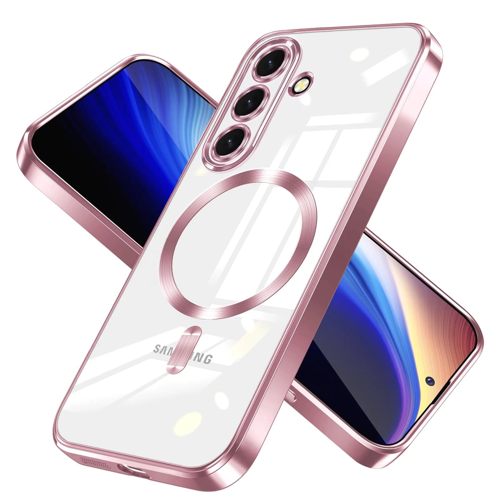 DL3 Mobilak Clear MagSafe-Compatible TPU Case and Camera Lens Protector for Samsung Galaxy A05S - Pink