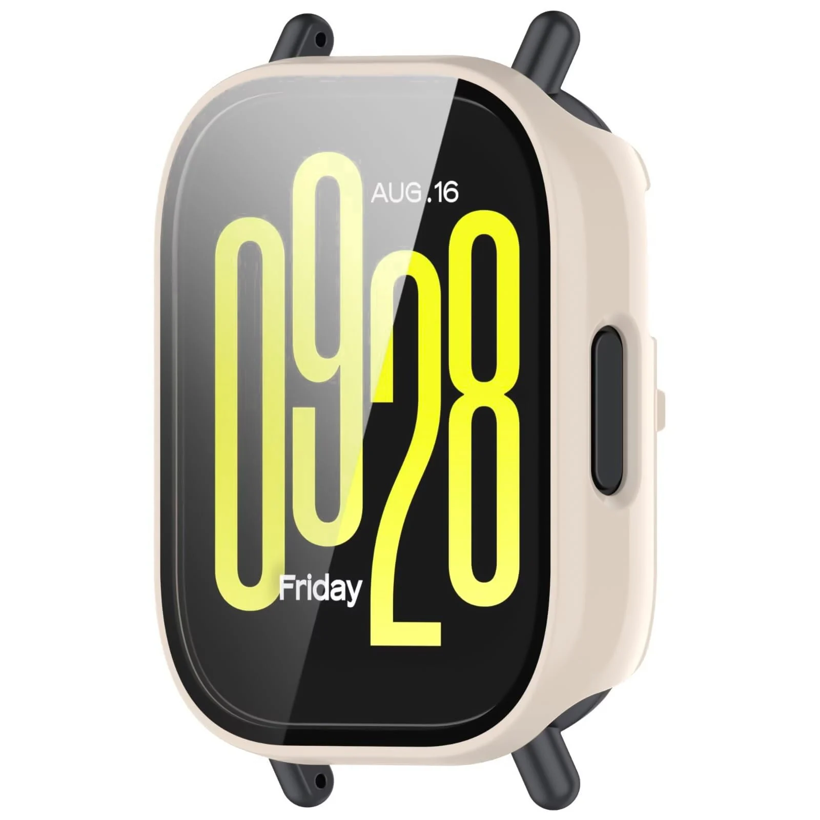 DL3 MOBILAK Full-Coverage Watch Case with Tempered Glass for Xiaomi Redmi Watch 5 Active, Ivory White