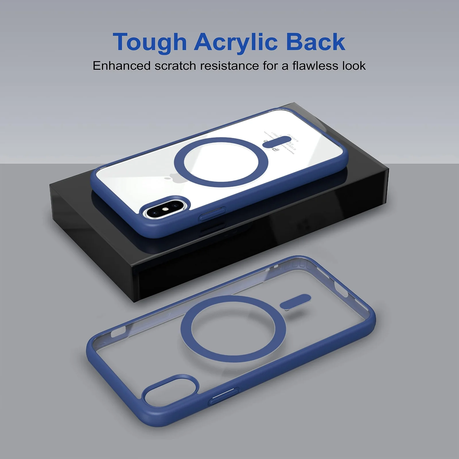 DL3 Mobilak Clear MagSafe-Compatible Magnetic Case for iPhone X / iPhone XS with Camera Protection and Military-Grade Protection - Blue