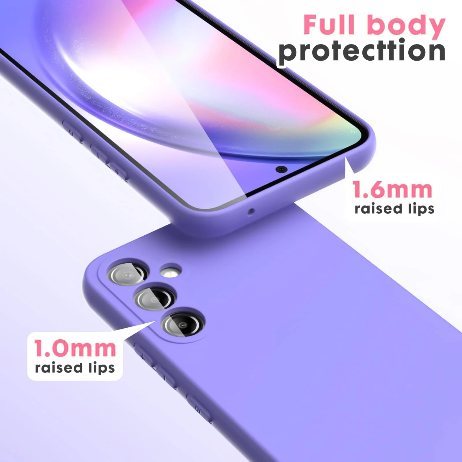 DL3 Mobilak Samsung Galaxy A15 Case, Soft Flexible Silicone Gel Rubber Bumper Cover, Full Body Shockproof Protective Phone Case - Light Purple