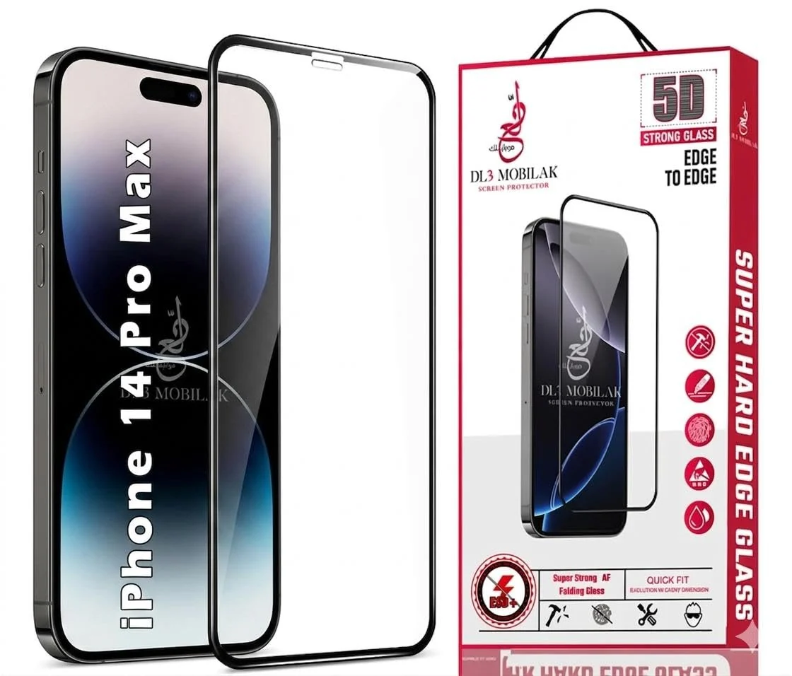 DL3 Mobilak for iPhone 14 pro max Tempered Glass Screen Protector, 9H Hardness Anti-Scratch Tempered Glass flim, Case Friendly, Anti-Scratch - Black